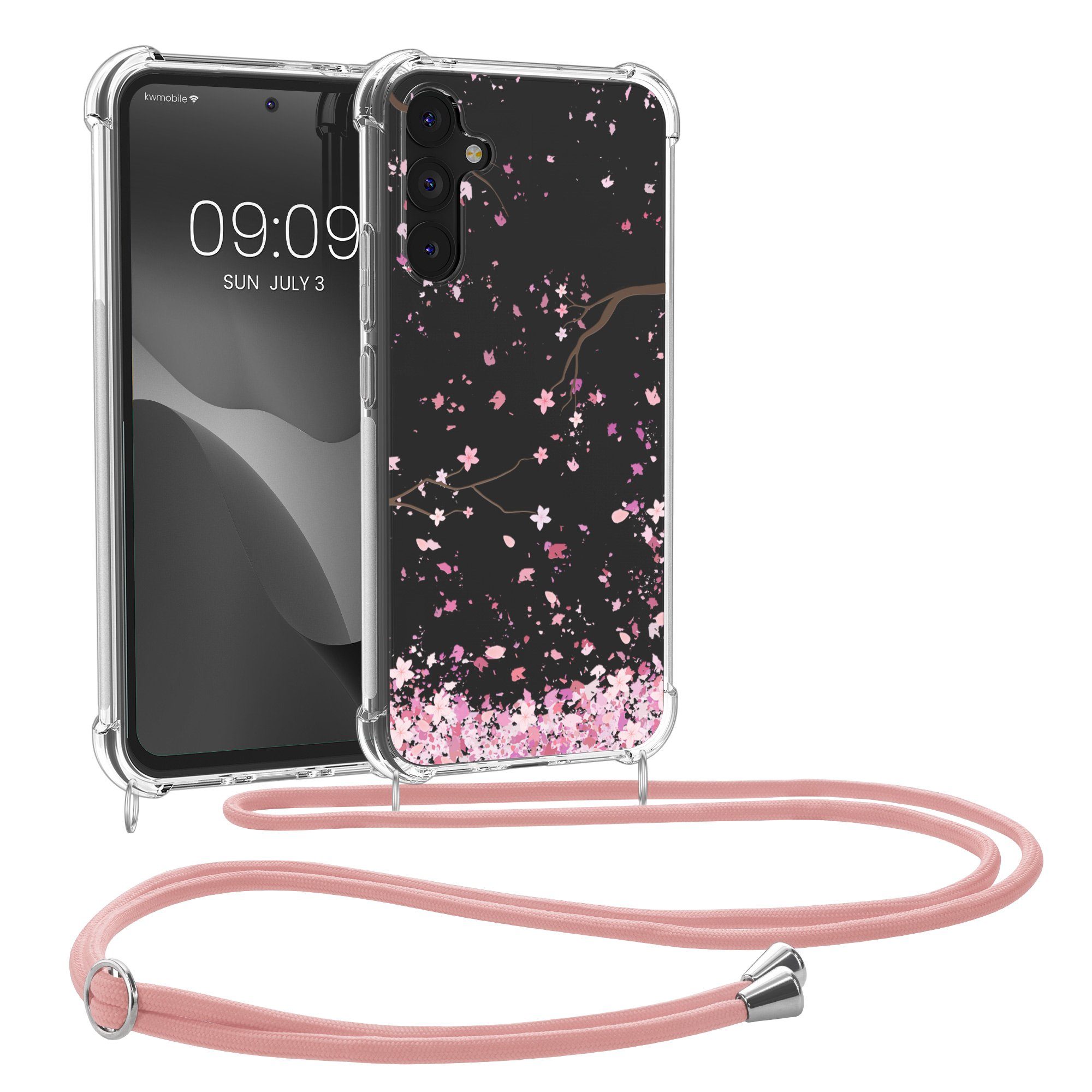 kwmobile Etui Hülle für Samsung Galaxy A34 5G, Silikon Handyhülle mit Kette - Handykette Handyband