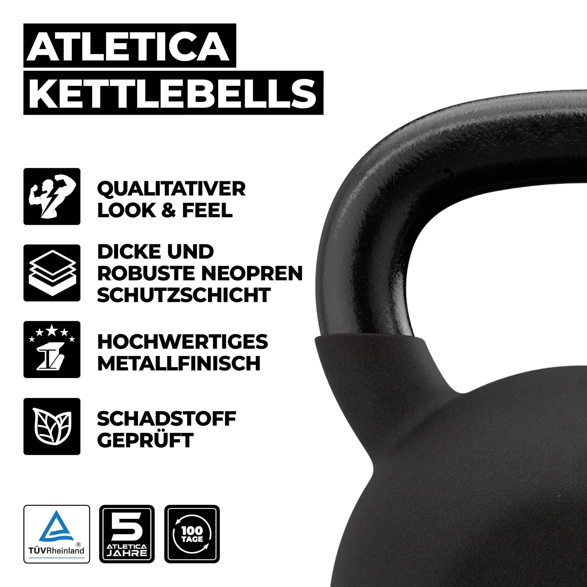 Neopren ATLETICA Ummantelt Kettlebell 4kg-32kg, TÜV geprüft Kettlebells,