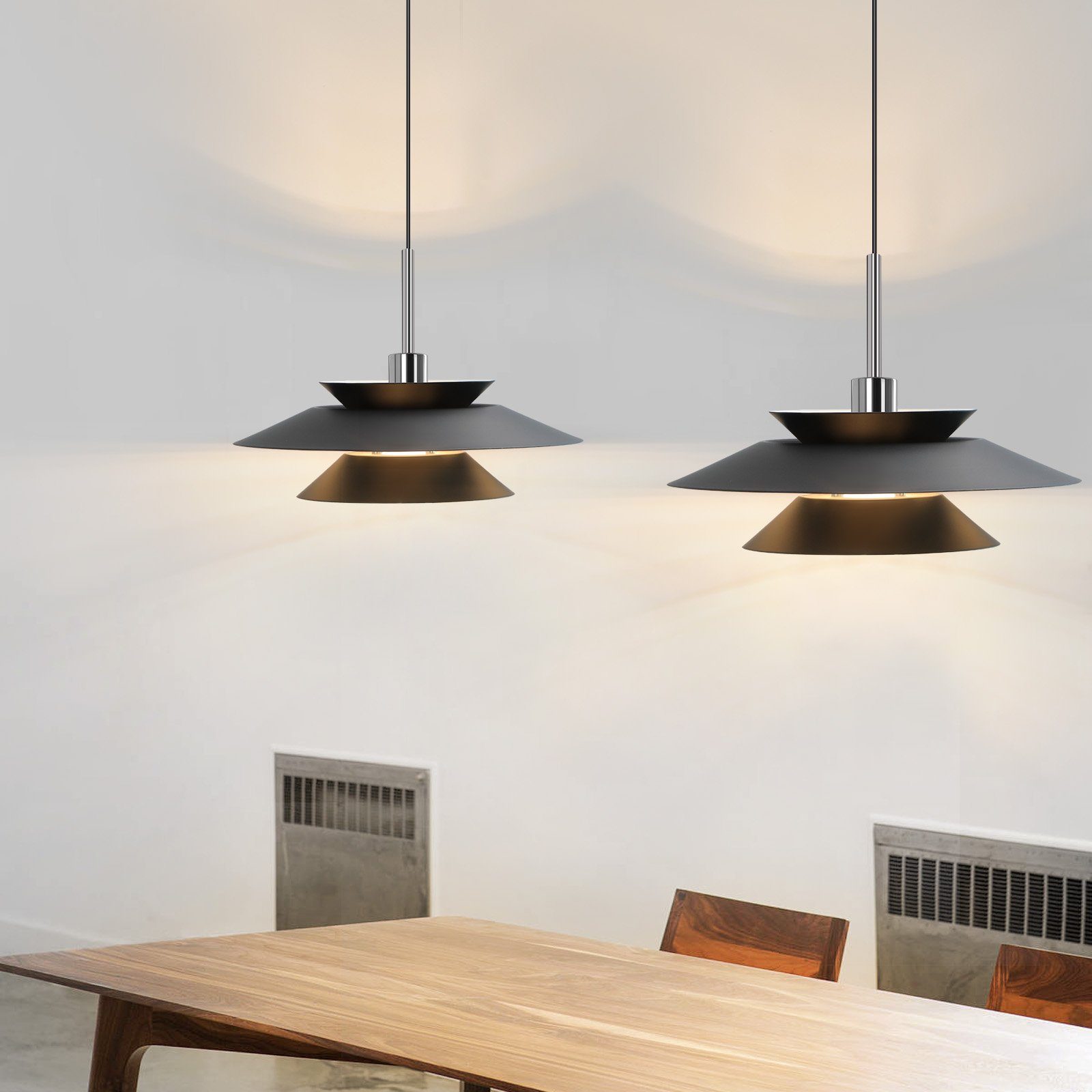 Nettlife Pendelleuchte Hängeleuchte E14 Esszimmer Küche wechselbar, LED Schwarz schlafzimmer für Esstisch Vintage Hängelampe Höhenverstellbar, Wohnzimmer ‎Schwarz Metall