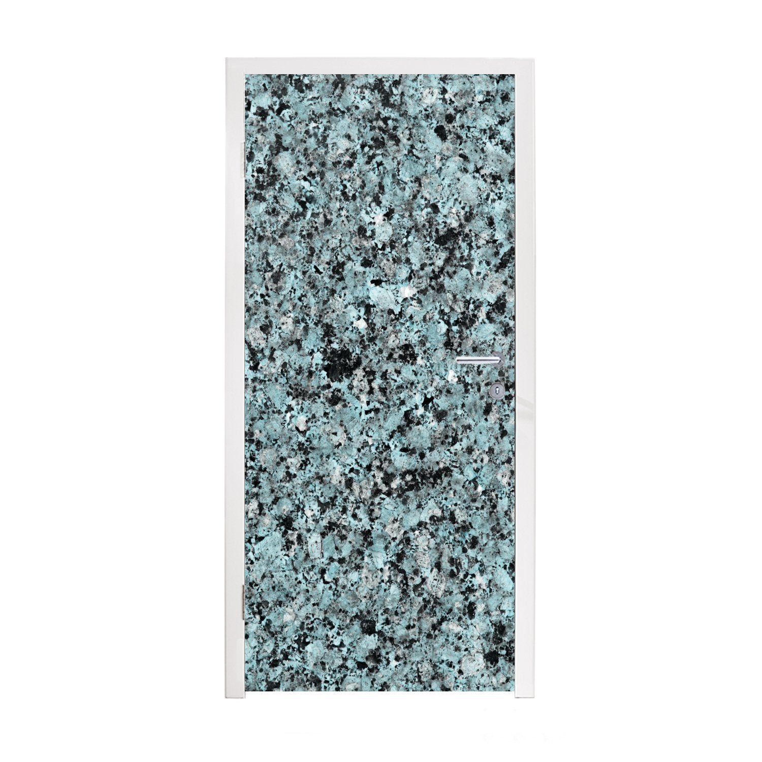 - cm (1 bedruckt, Türaufkleber, Türtapete Tür, MuchoWow Fototapete Blau, St), - Schwarz Matt, - für Granit 75x205 Kristalle