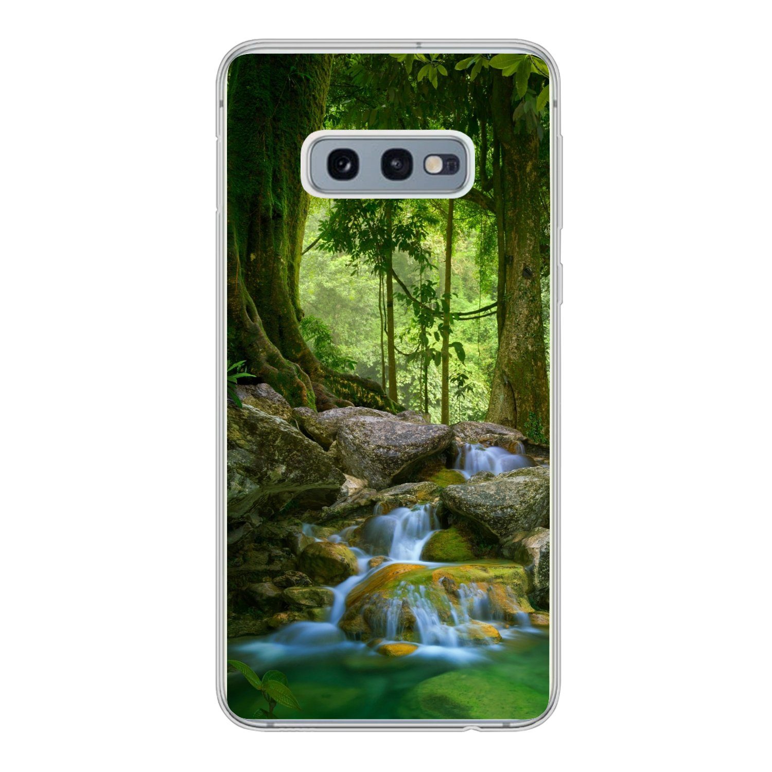 MuchoWow Handyhülle für Samsung Galaxy S10e Dschungel - Steine - Wasser - Natur - Pflanzen, Phone Case, Silikon, Schutzhülle Dünn