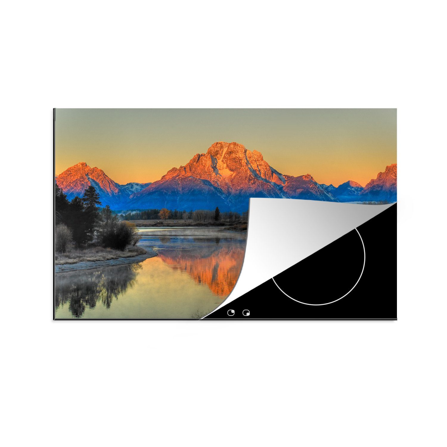 MuchoWow Herdblende-/Abdeckplatte Berge in Wyoming, Vinyl, (1 tlg), 81x52 cm, Induktionskochfeld Schutz für die küche, Ceranfeldabdeckung