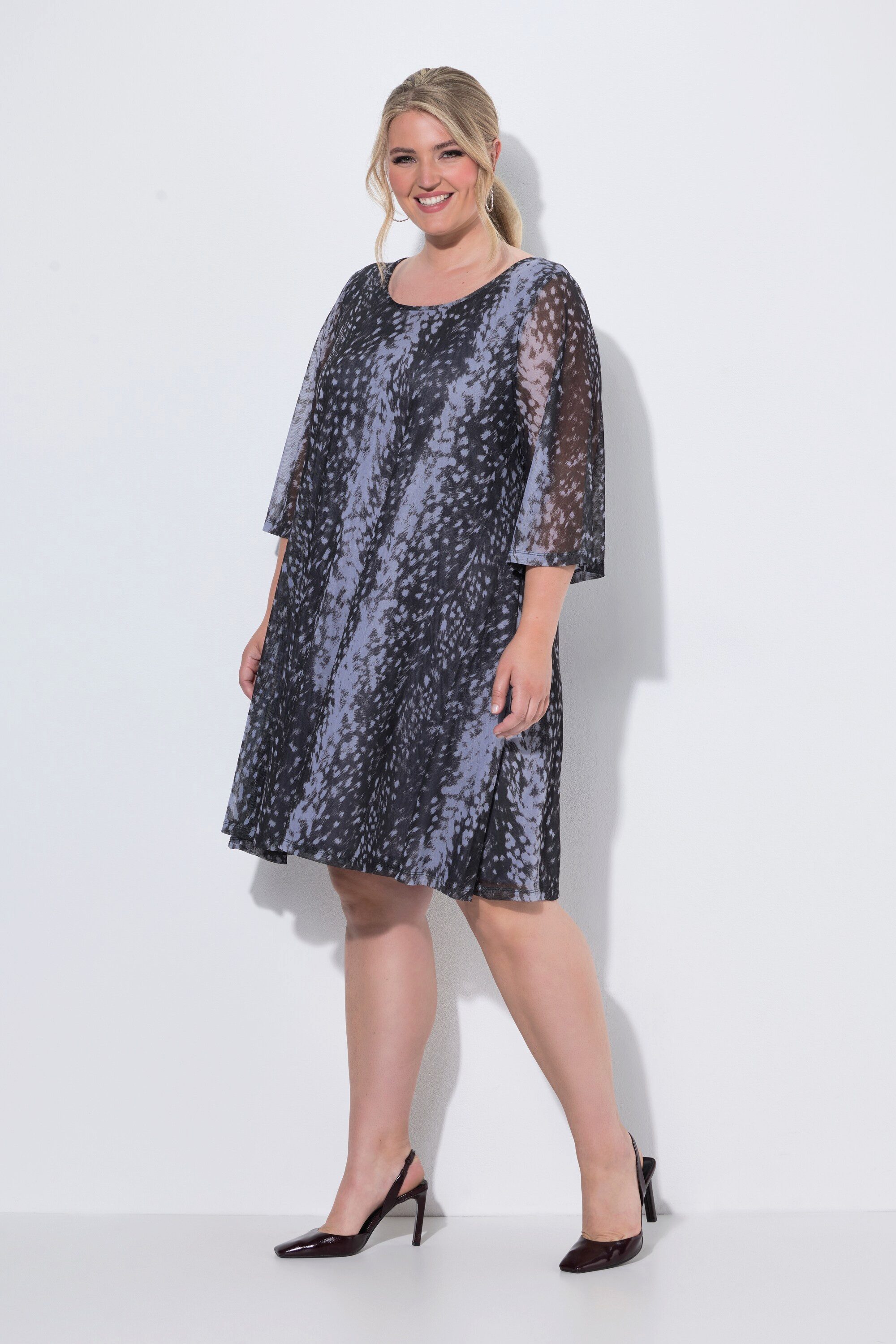 MIAMODA Jerseykleid Meshkleid A-Linie Animal-Muster Jersey-Unterkleid