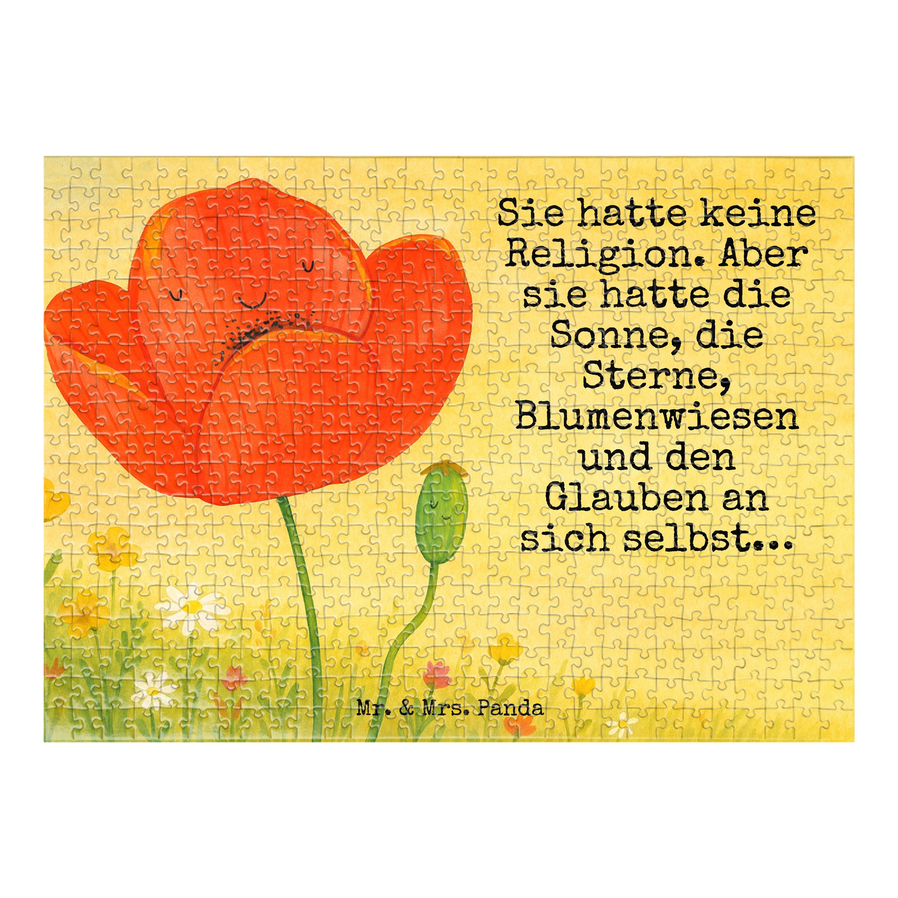 Mr. & Mrs. Panda Puzzle Blume Mohnblume Design, Puzzle 551 Teile, Weiß, Respekt, Motivation, 551 Puzzleteile, Puzzle Mohn Glaube