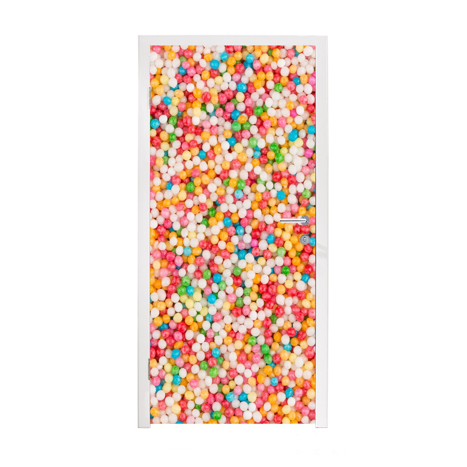 MuchoWow Türtapete Zuckerkugeln in Regenbogenfarben, Matt, bedruckt, (1 St), Fototapete für Tür, Türaufkleber, 75x205 cm