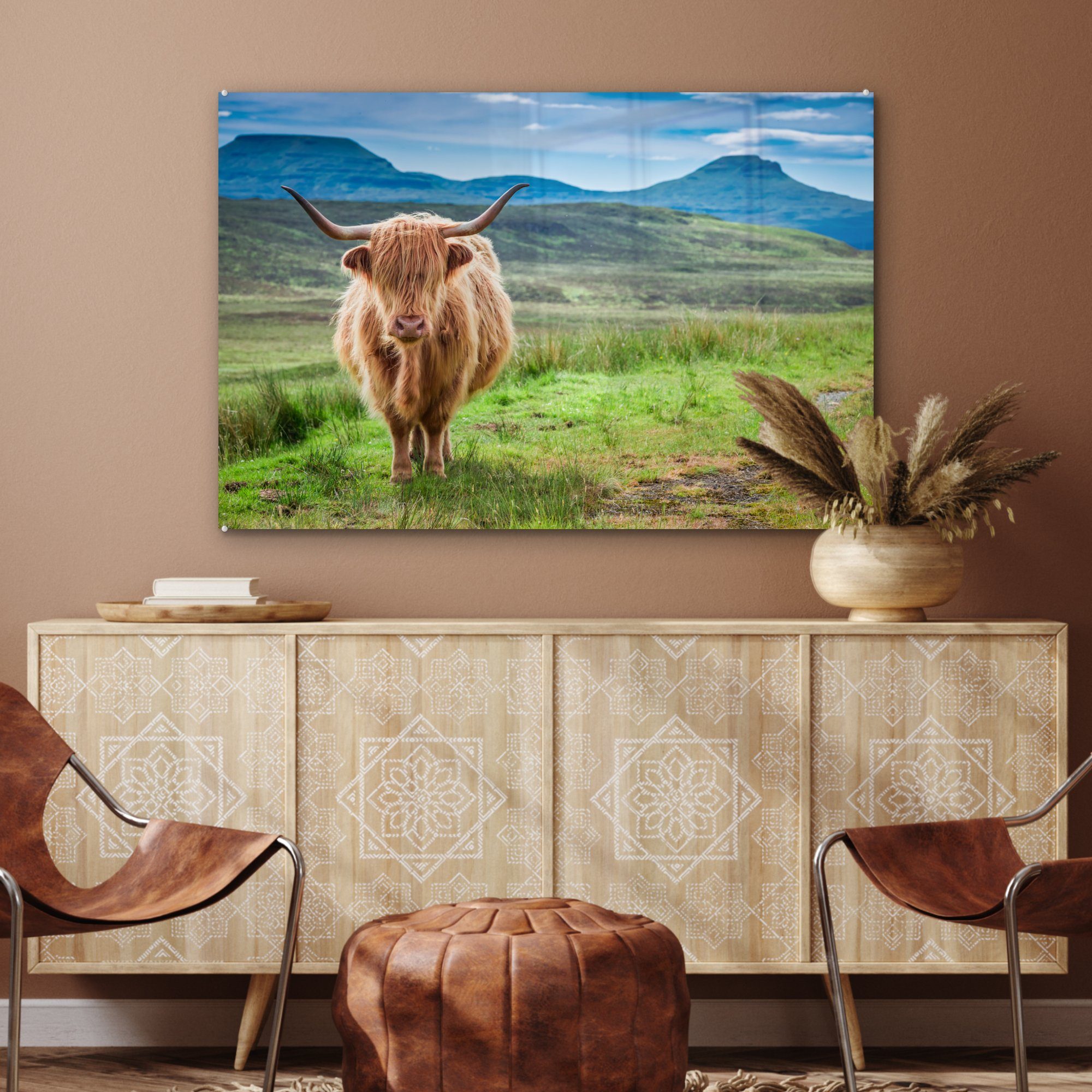 - Schlafzimmer - & Schottland, Highlander Schottische Acrylglasbild St), Acrylglasbilder (1 Kühe Wohnzimmer MuchoWow
