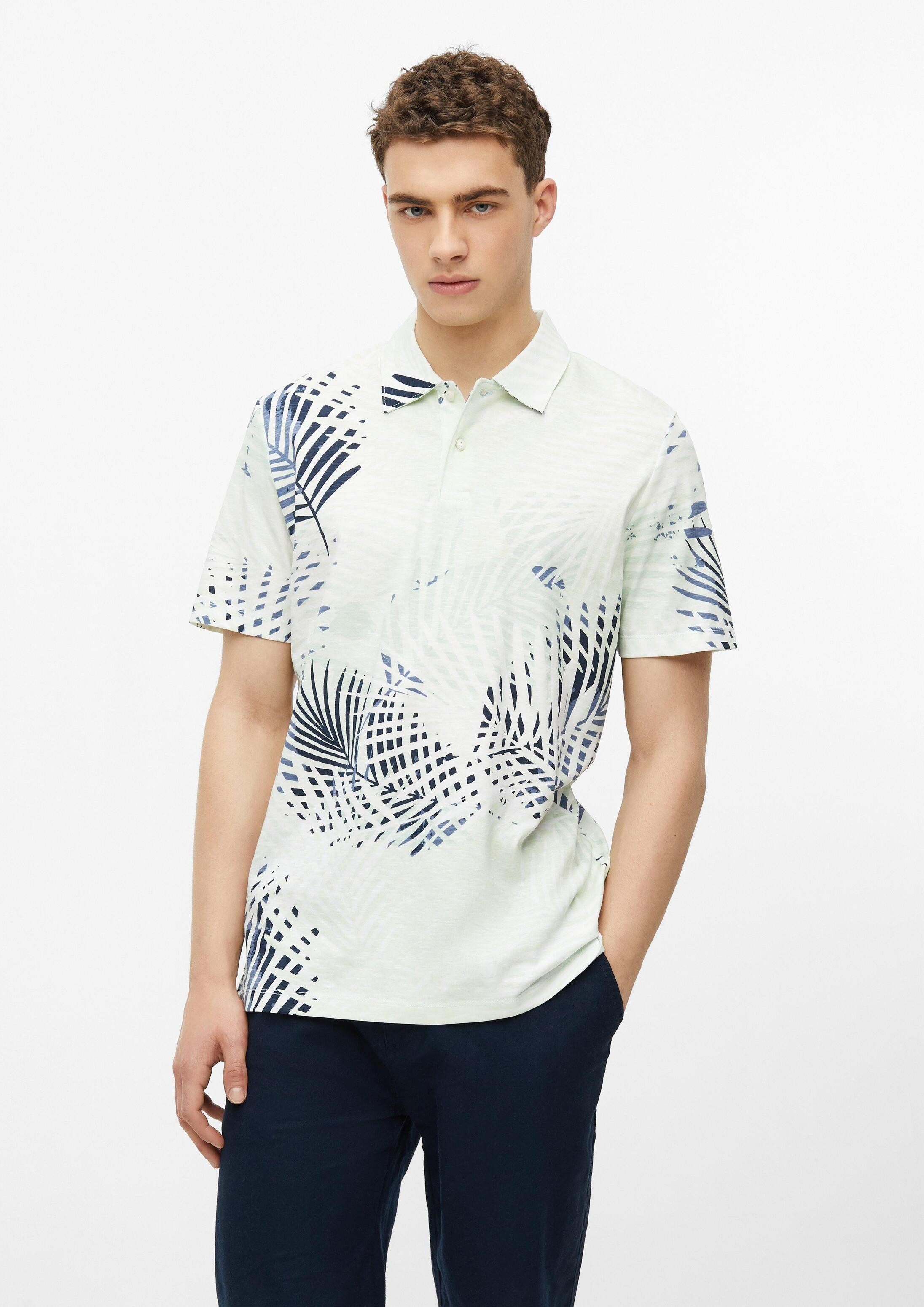 s.Oliver Kurzarmshirt Polo-Shirt Flammgarn-Poloshirt mit All-over-Print