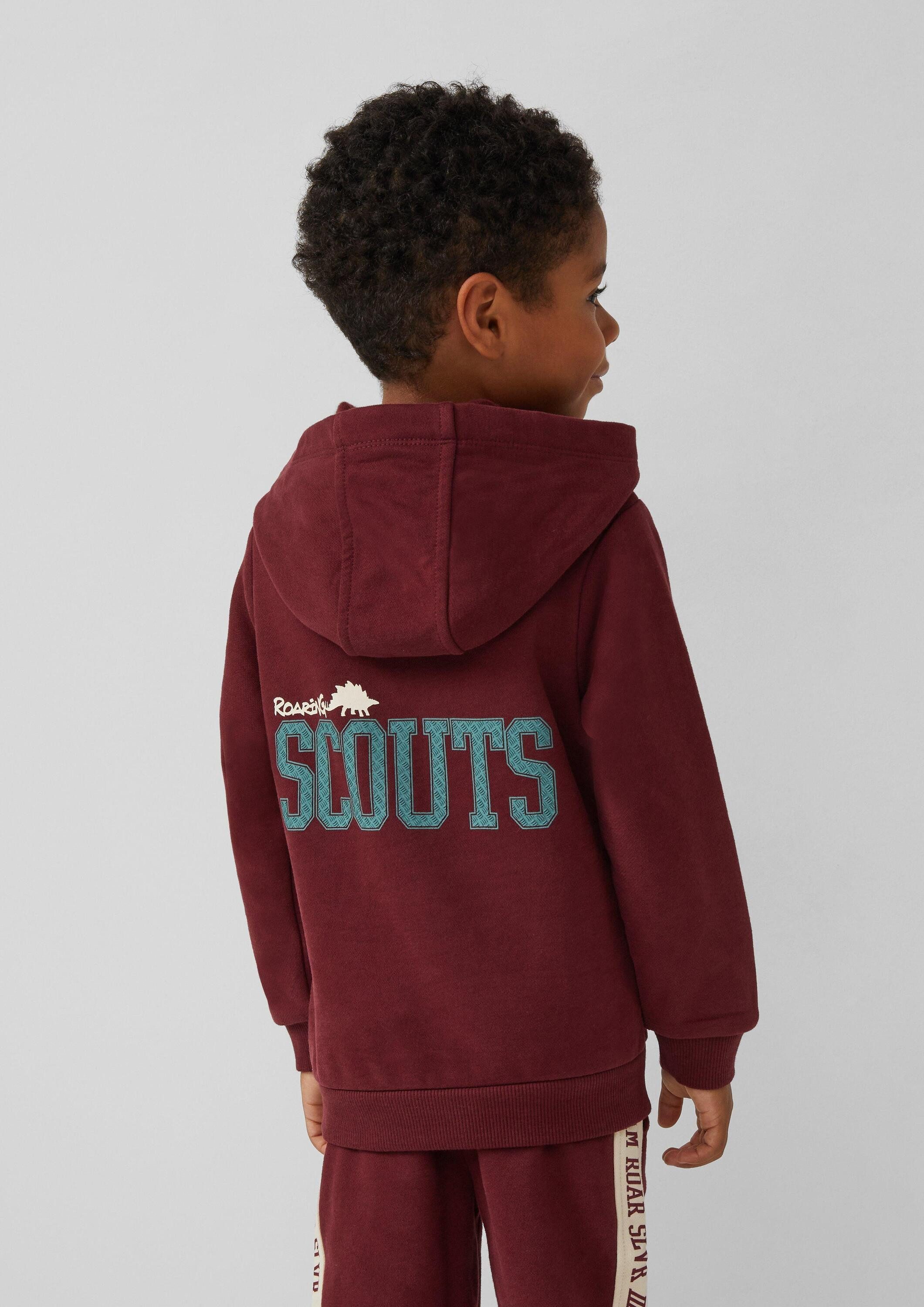 s.Oliver Sweatshirt Sweatshirt Hoodie mit Front- und Backprint und kuscheliger Innenseite