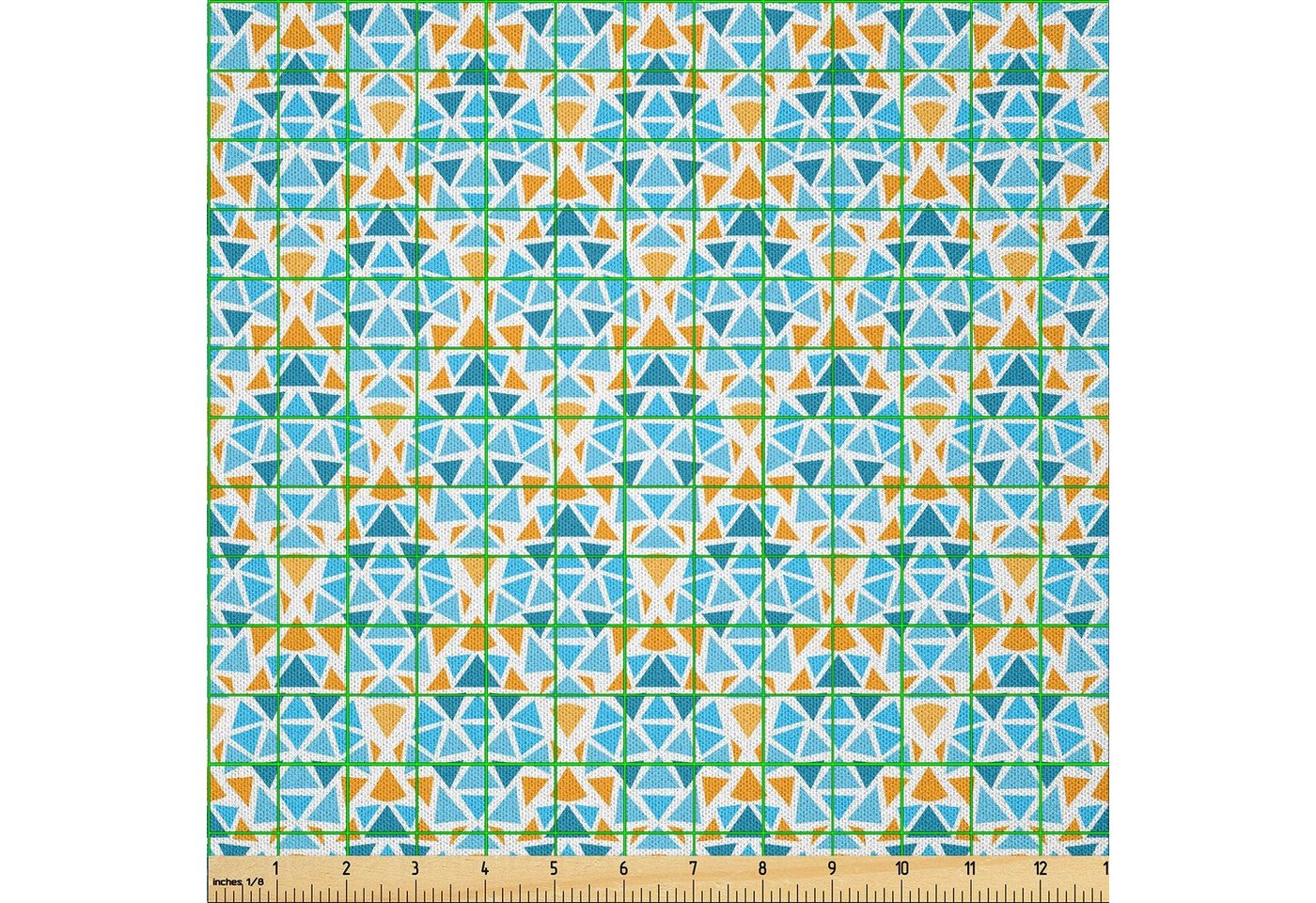 Thumbnail - Abakuhaus Stoff DIY Bastler Stoff für Dekorationszwecke, Gelb und Blau Triangle Motiv