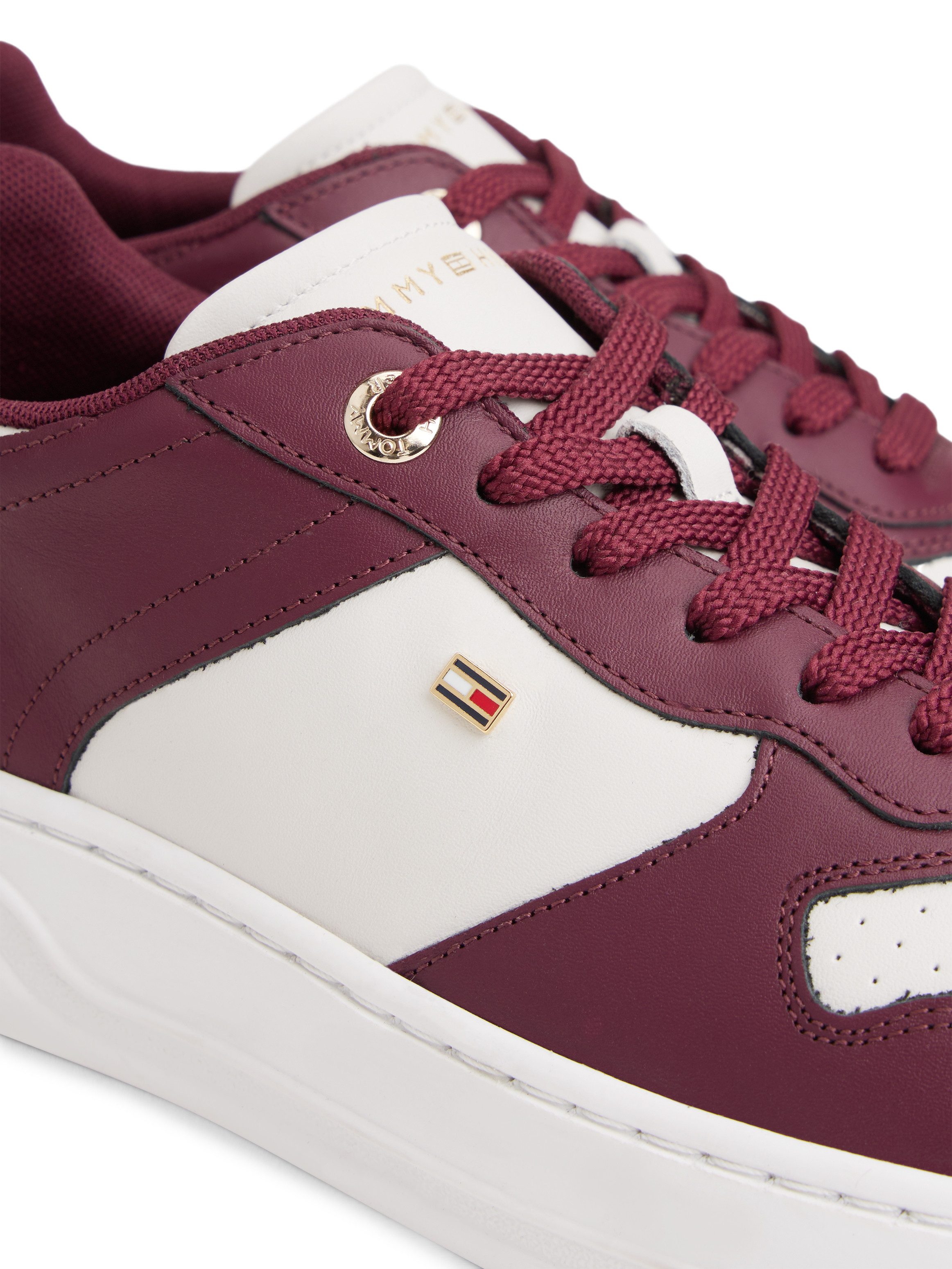 Tommy Hilfiger TH SPORTY CUPSOLE LEATHER Plateausneaker, Freizeitschuh, Halbschuh, Schnürschuh mit seitlichem Logo
