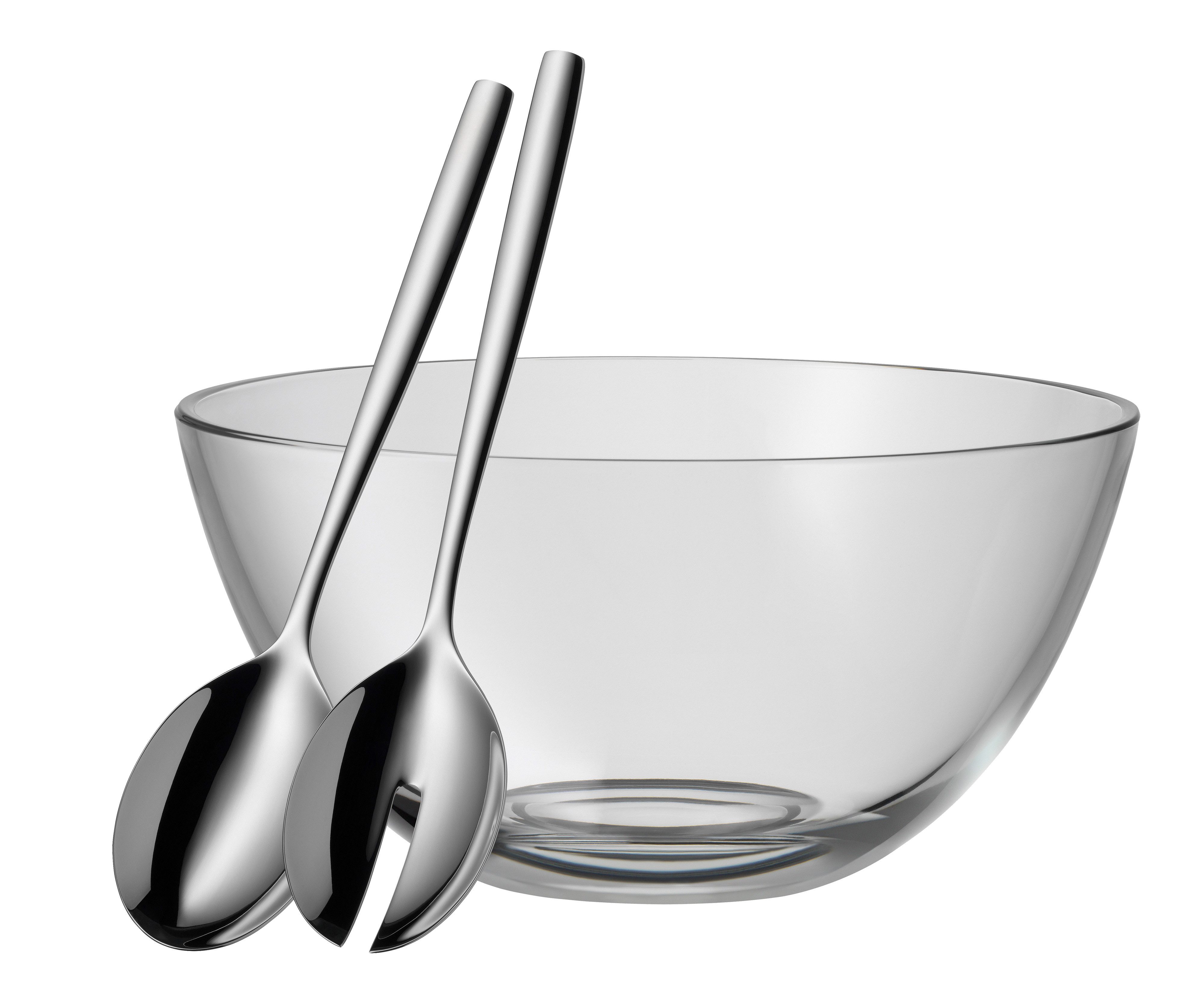WMF Salatschüssel Taverno, Glas, (Set, 3-tlg), inkl. Salatbesteck, stilvolles Design, spülmaschinengeeignet
