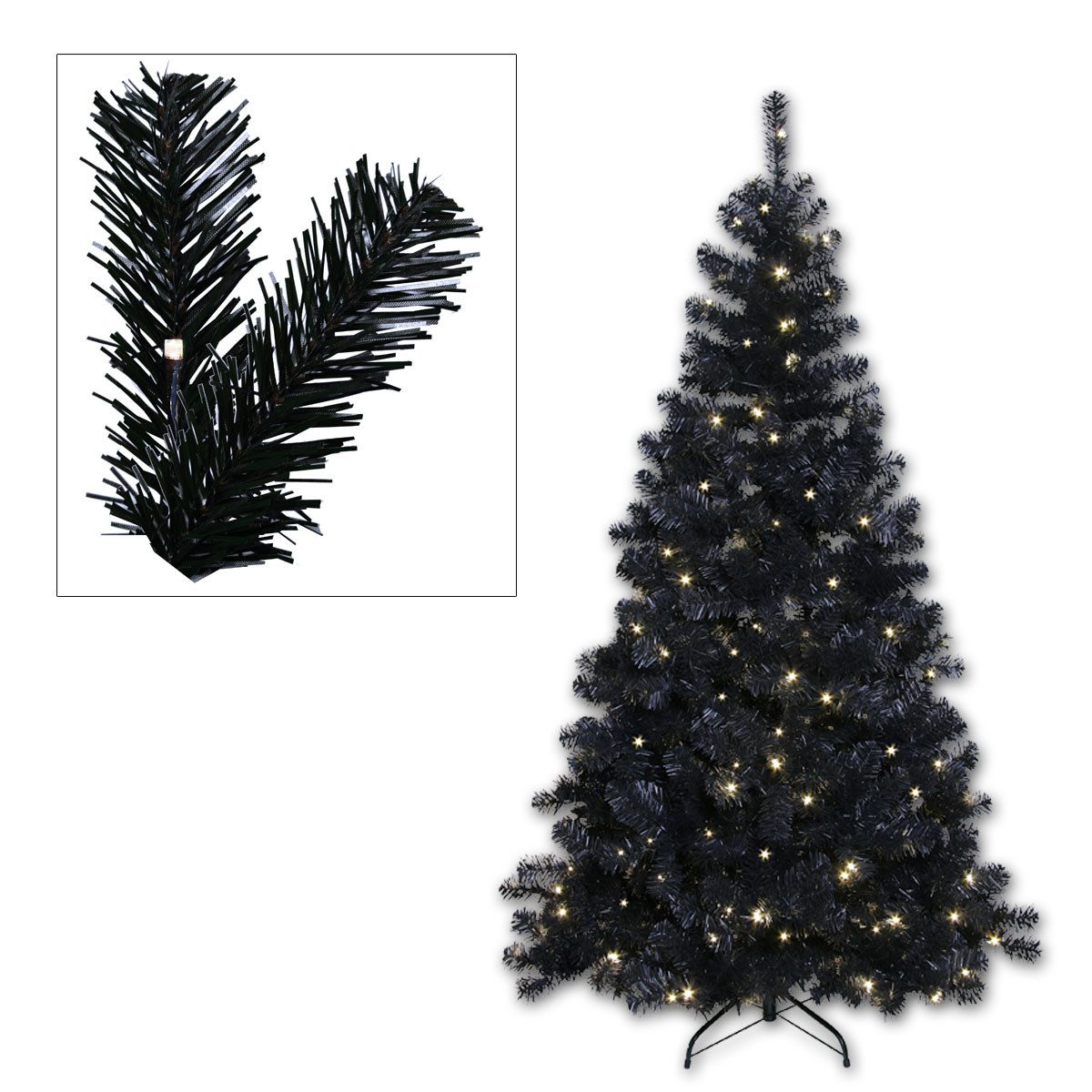 STAR TRADING Künstlicher Weihnachtsbaum LED Weihnachtsbaum schwarz 210cm 260 daylight LEDs