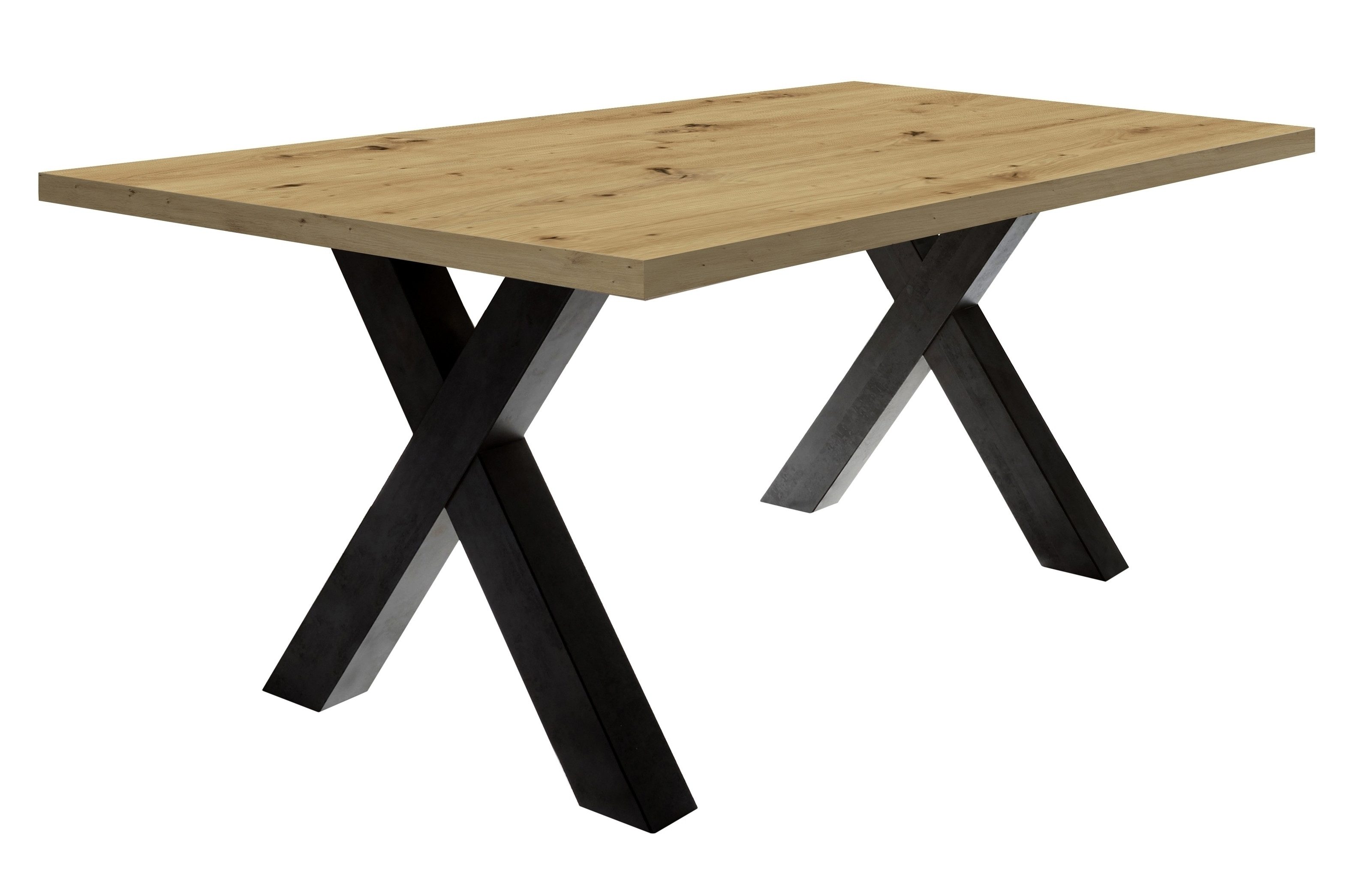 freiraum Esstisch Big System, in schwarzstahl / asteiche - 180x75x90cm (BxHxT)