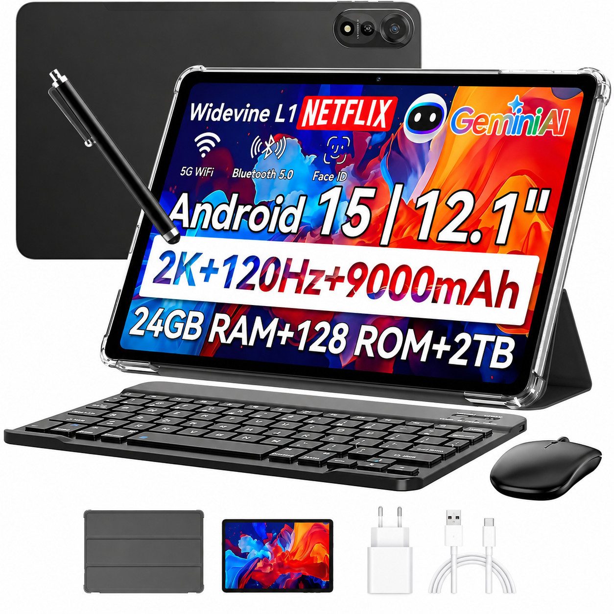 blackview 2026 12“ Mega2 128/256GB 4G LTE Android 15 2,4K Display Tablet (12", 256 GB, Android 15, 4G (LTE), 5G WiFi, 2K, Android 15, …