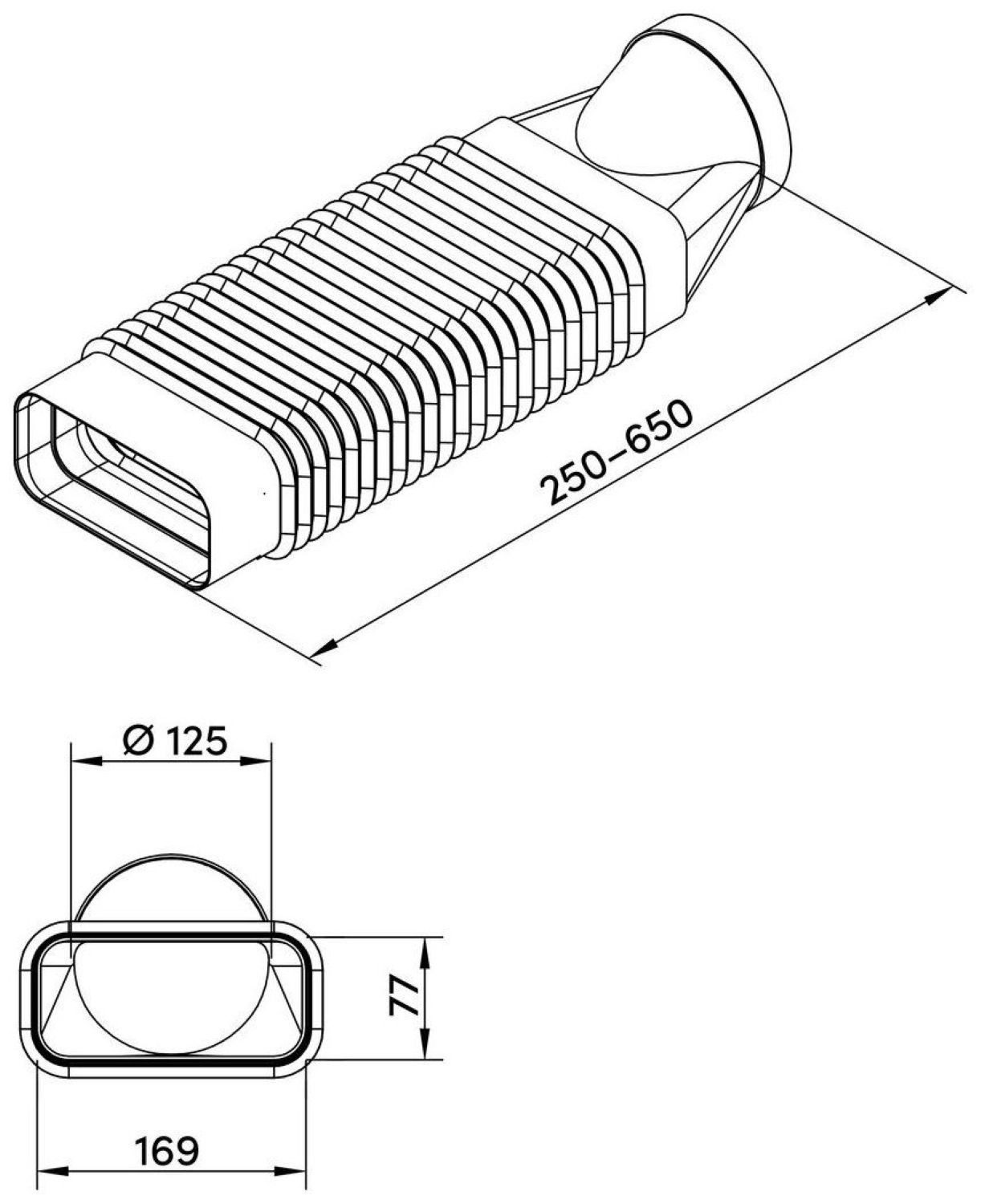 Naber Montagezubehör Dunstabzugshaube COMPAIR flow 125 MF-RBFLEX 2 Sytem 125 Rohrbogen 4033024
