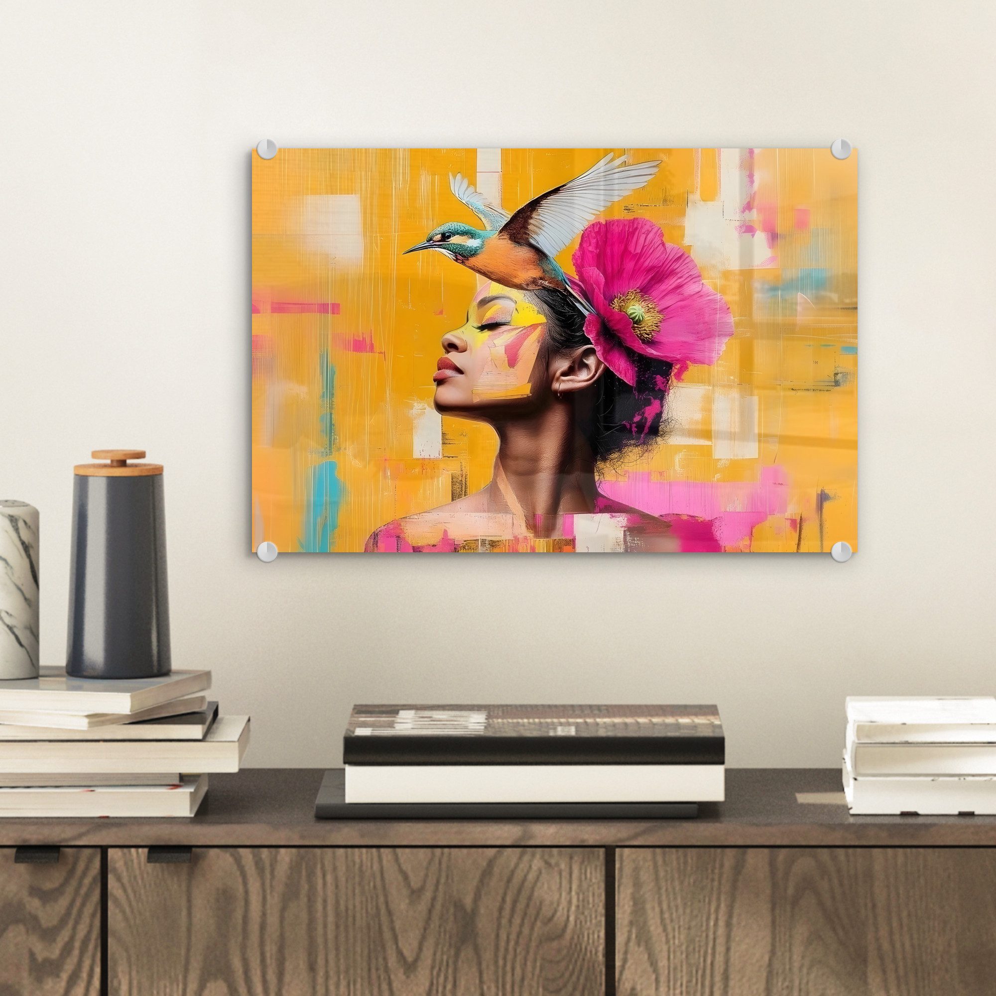 MuchoWow Acrylglasbild Vogel - Frau - günstig online kaufen