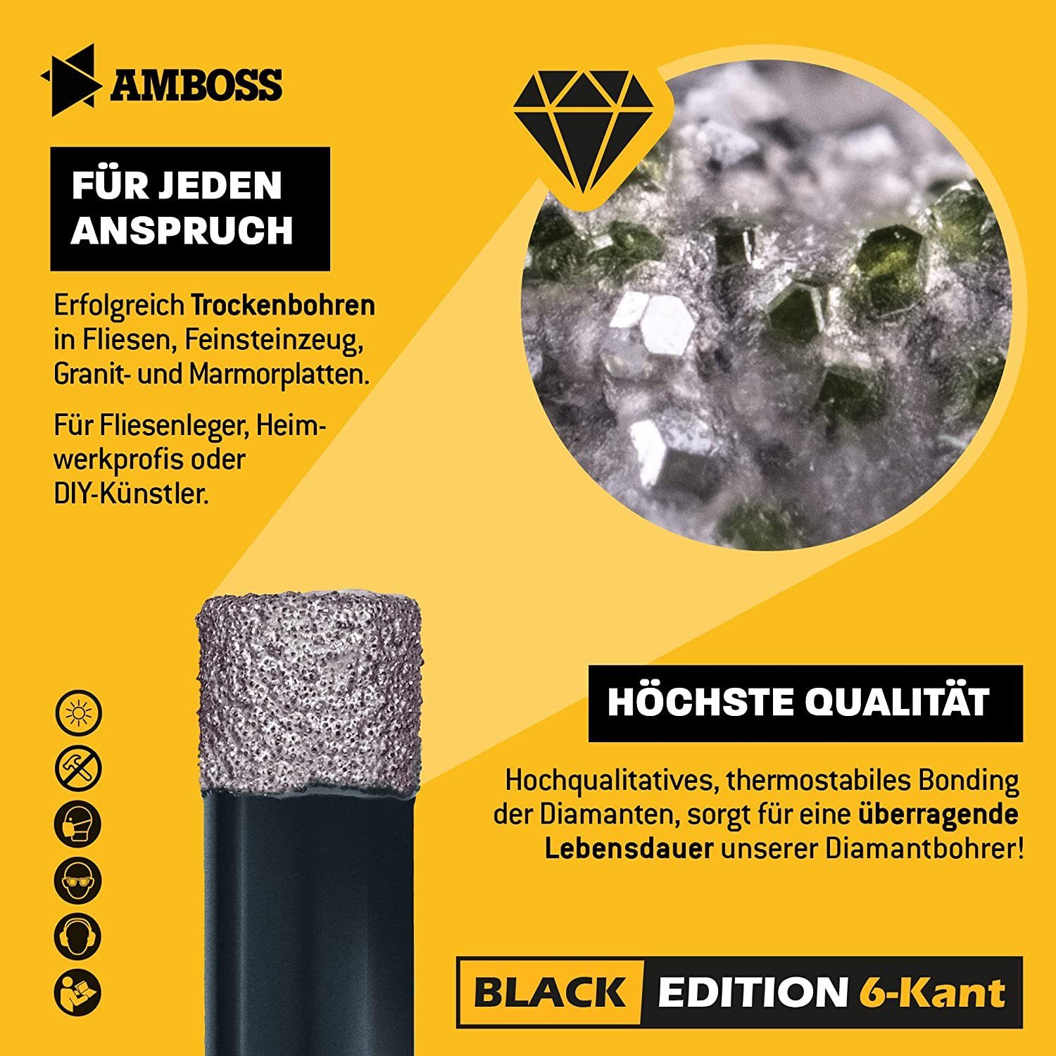 Amboss Werkzeuge Black Edition Bohrer 8 Diamant 8 mm Lochsäge Amboss Ø mm