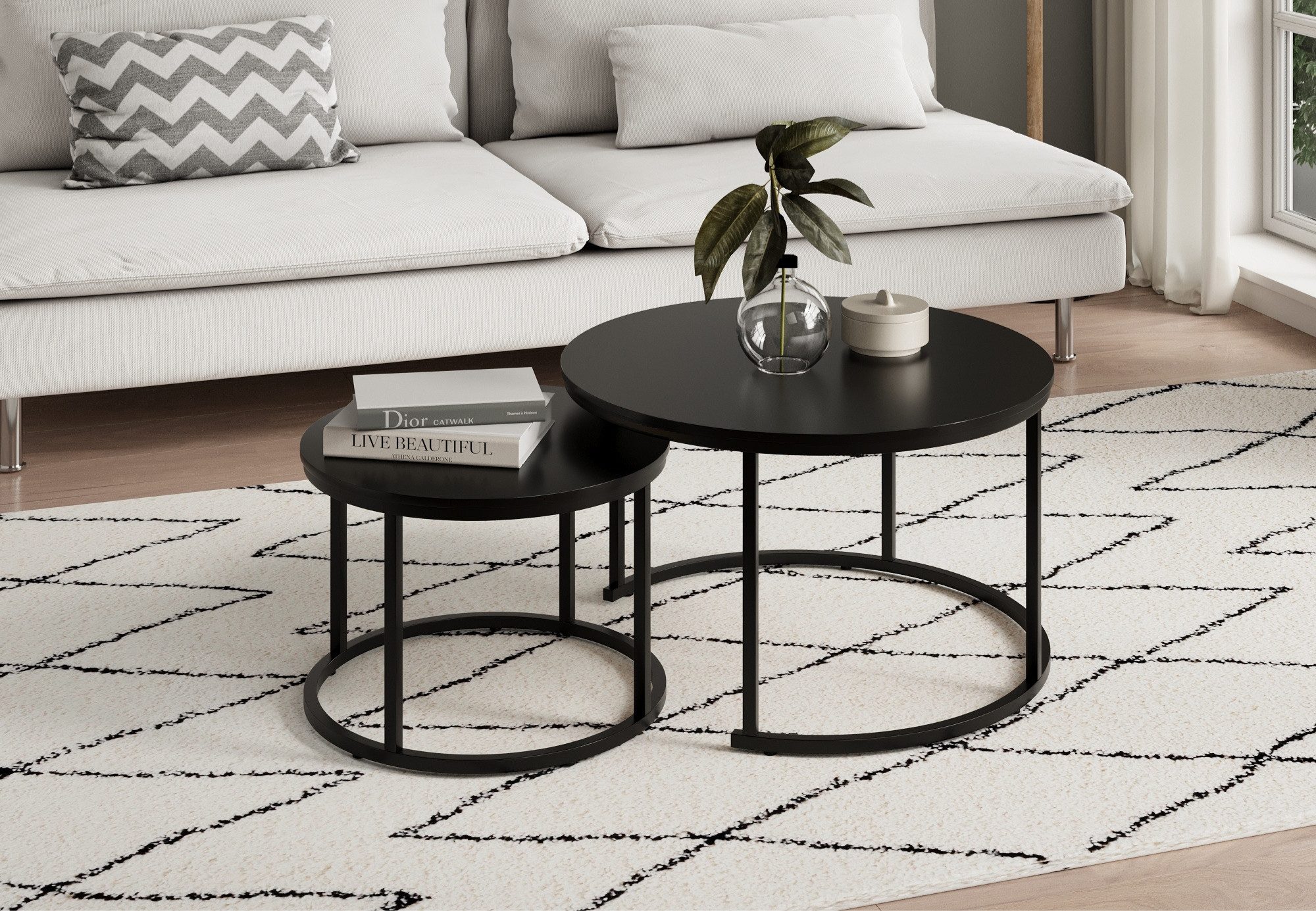 Couchtisch 2er Set aus Holz, Wohnzimmertisch Modern
