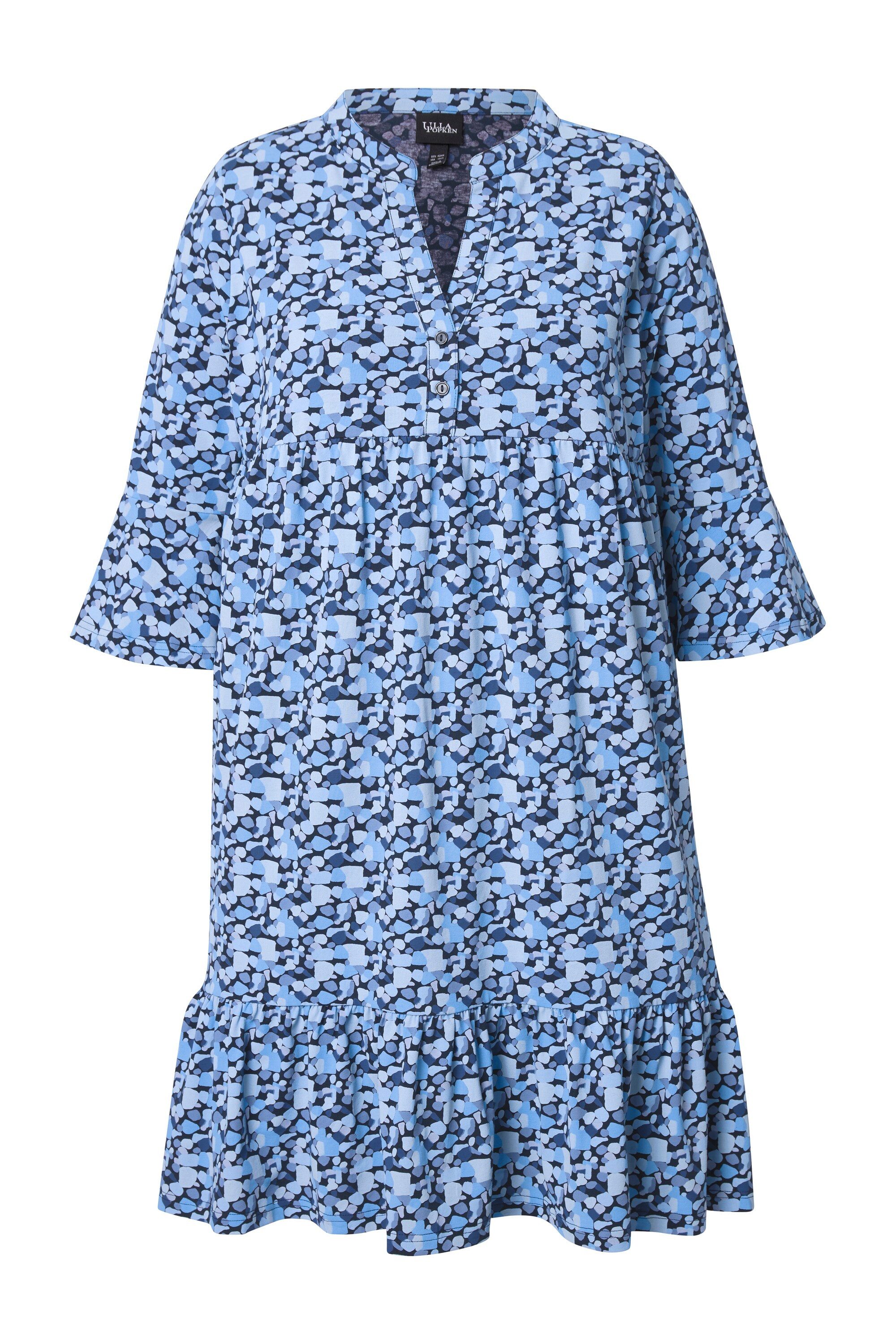 Ulla Popken Jerseykleid Jerseykleid A-Linie Tunika-Ausschnitt günstig online kaufen