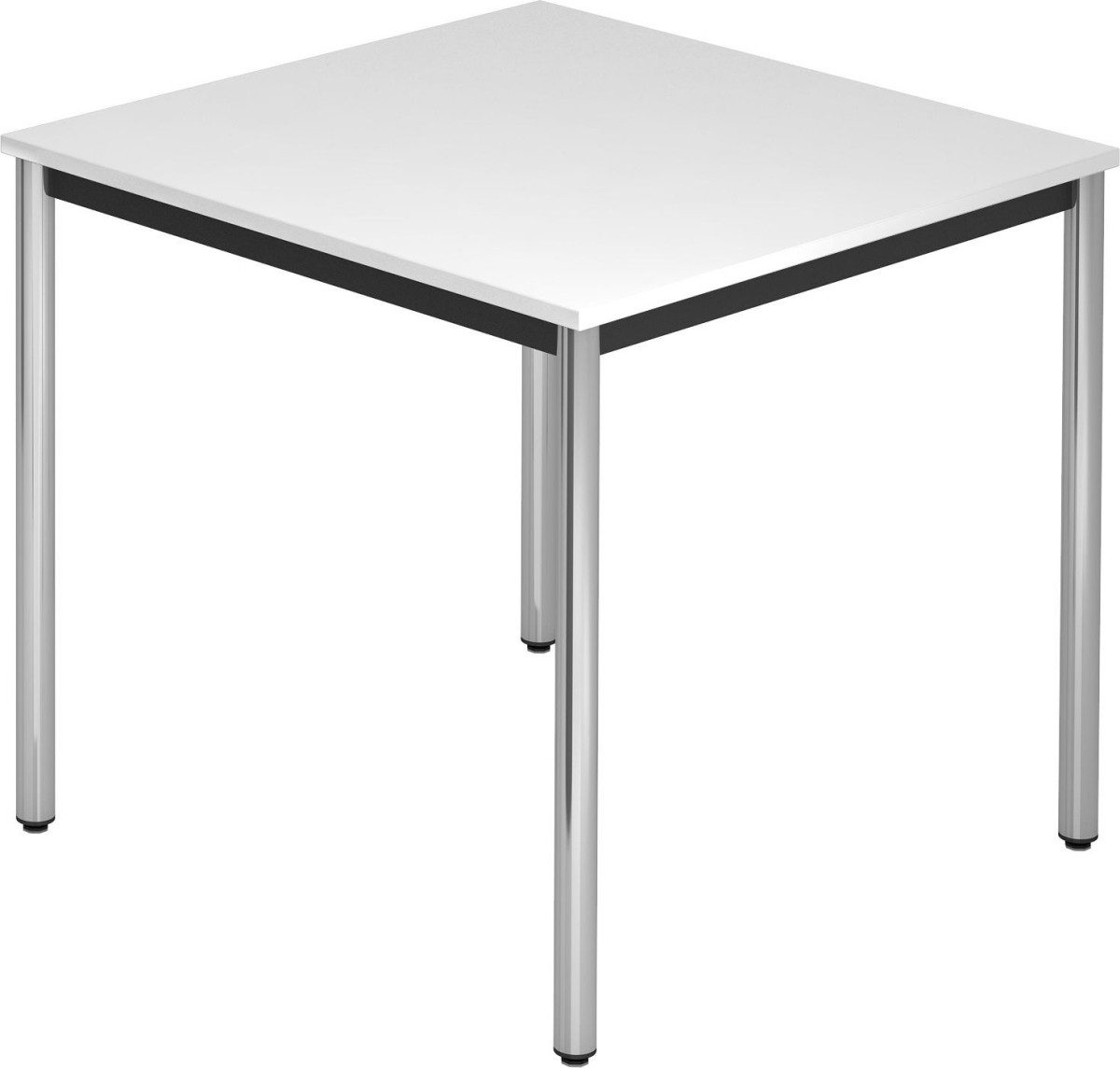 HAMMERBACHER Konferenztisch Besprechungstisch Rundfuß 80x80 Weiß/Chrom