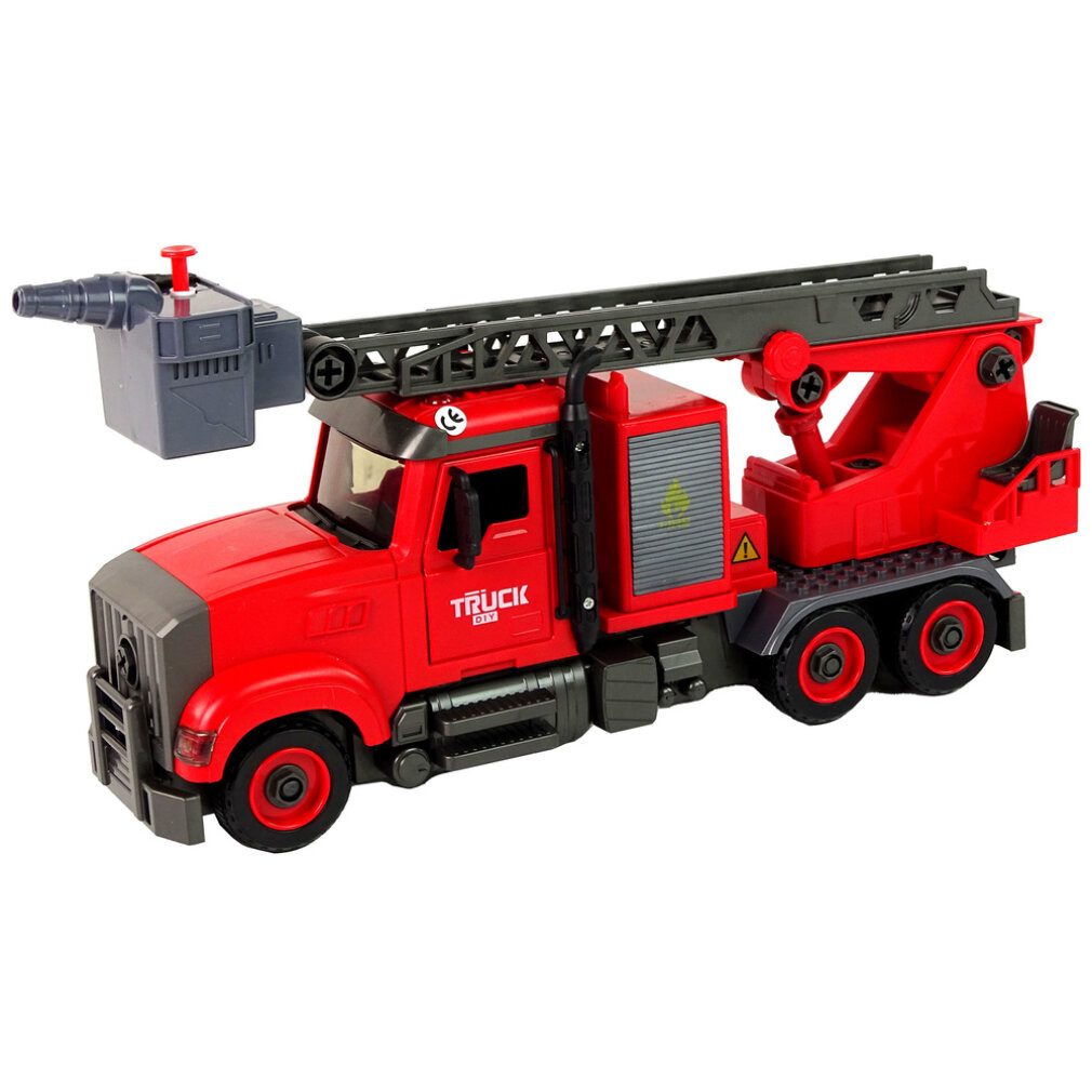 LEAN TOYS Spielzeug-Boot Feuerwehrauto Feuerwehr zum Abschrauben von Zubehör Rot