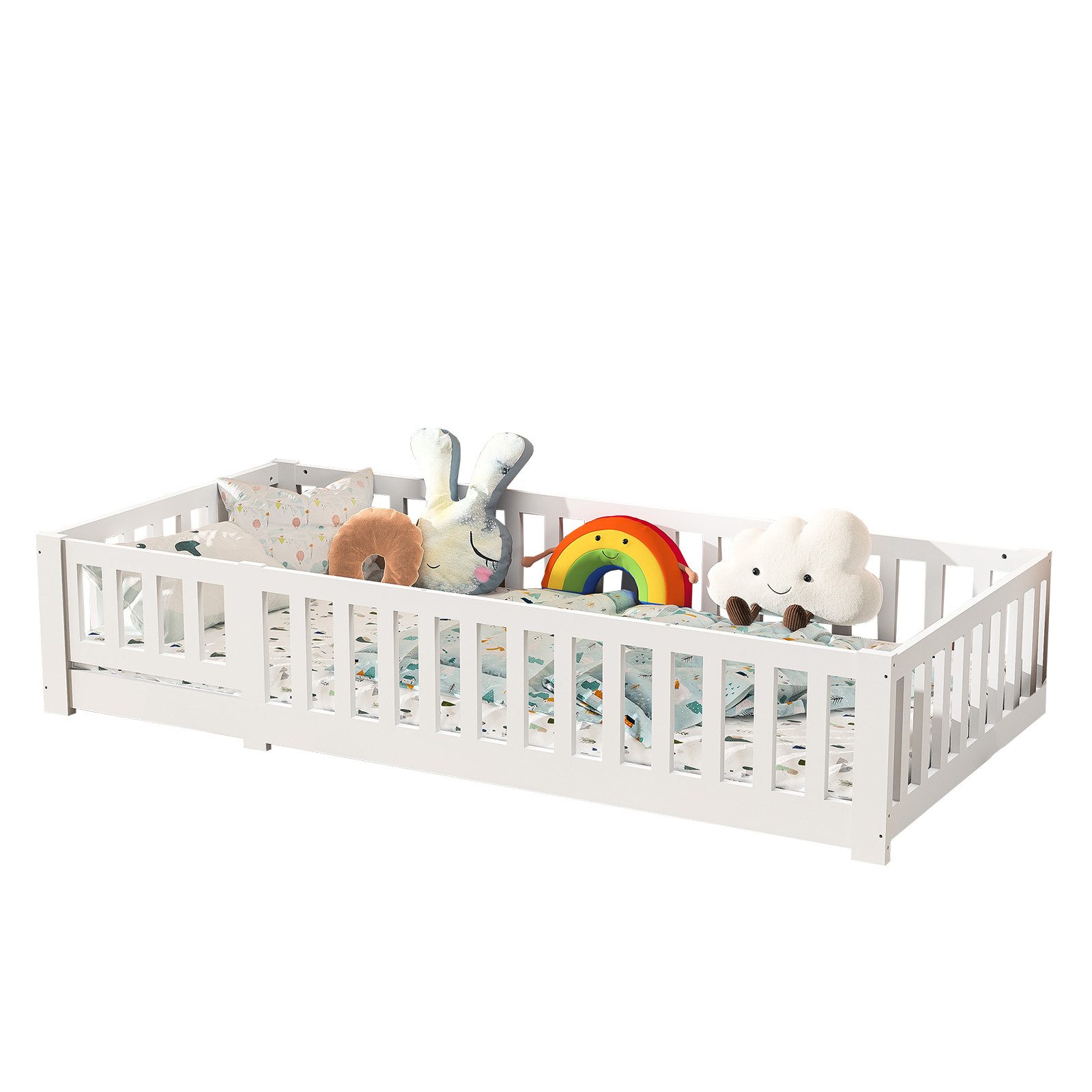SEEZSSA Einzelbett Massivholzbett Holzbett Weiß Einzelbett günstig online kaufen