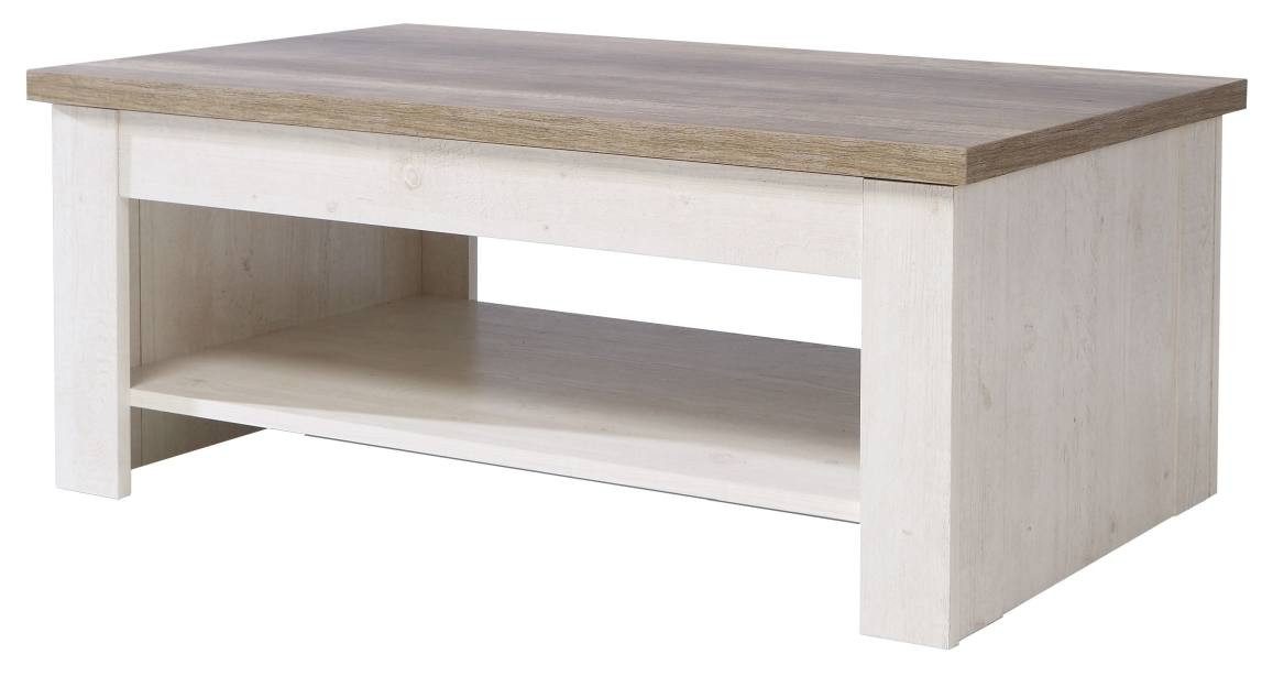 FORTE Couchtisch Couchtisch DURO Funktionstisch in Pinie weiß / Eiche antik