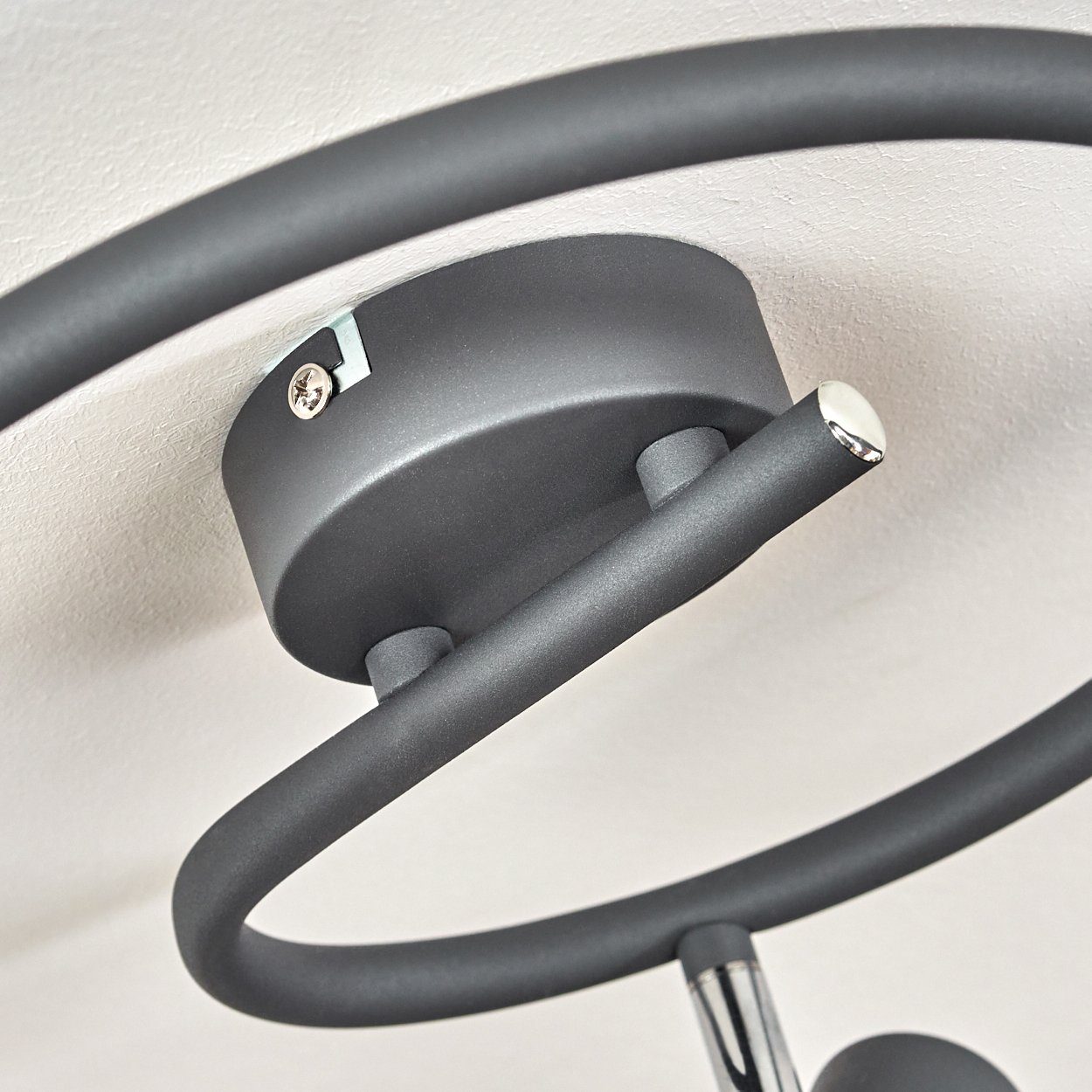 hofstein Deckenleuchte »Voltri« runde Deckenlampe aus Metall in Anthrazit/Chromfarben, ohne Leuchtmittel, moderne Leuchte m. Schirmen in Gitter-Optik u. Lichteffekt, 3xE14