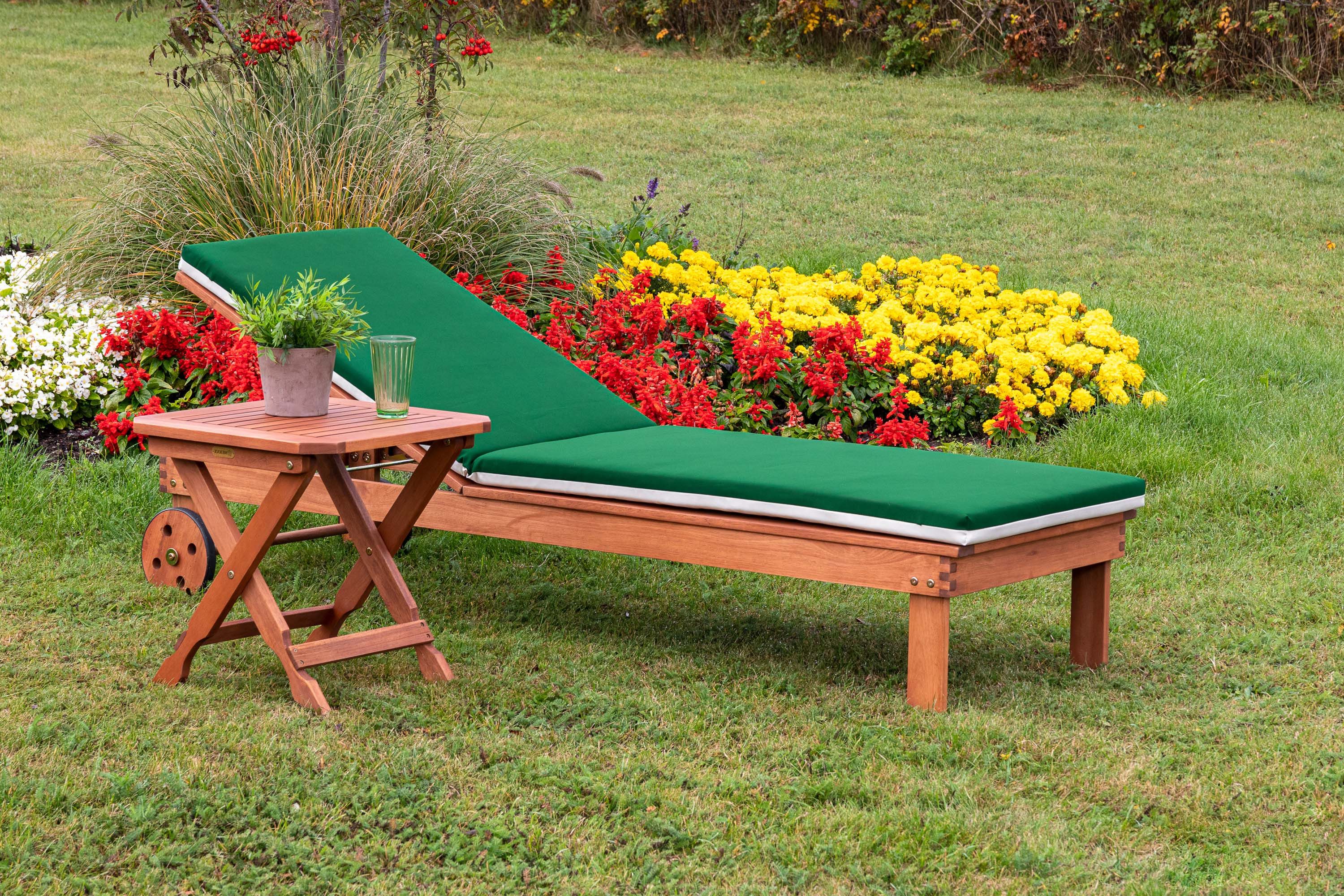 MERXX Gartenliege Aktionsliegen Set, Spar-Set, 2 St., 1 Liege und 1 Hocker, mit Auflagen