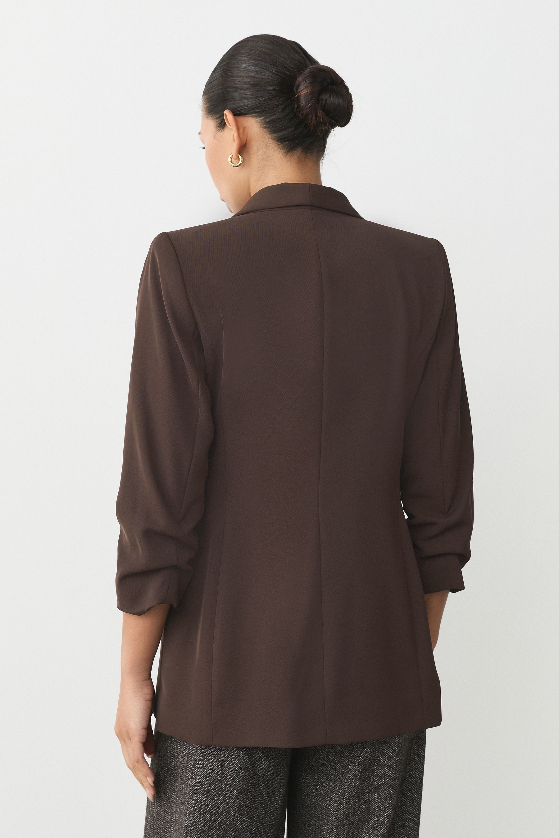 Next Jackenblazer Relaxed Fit Blazer mit Raffärmeln und Vichykaros (1-tlg) günstig online kaufen