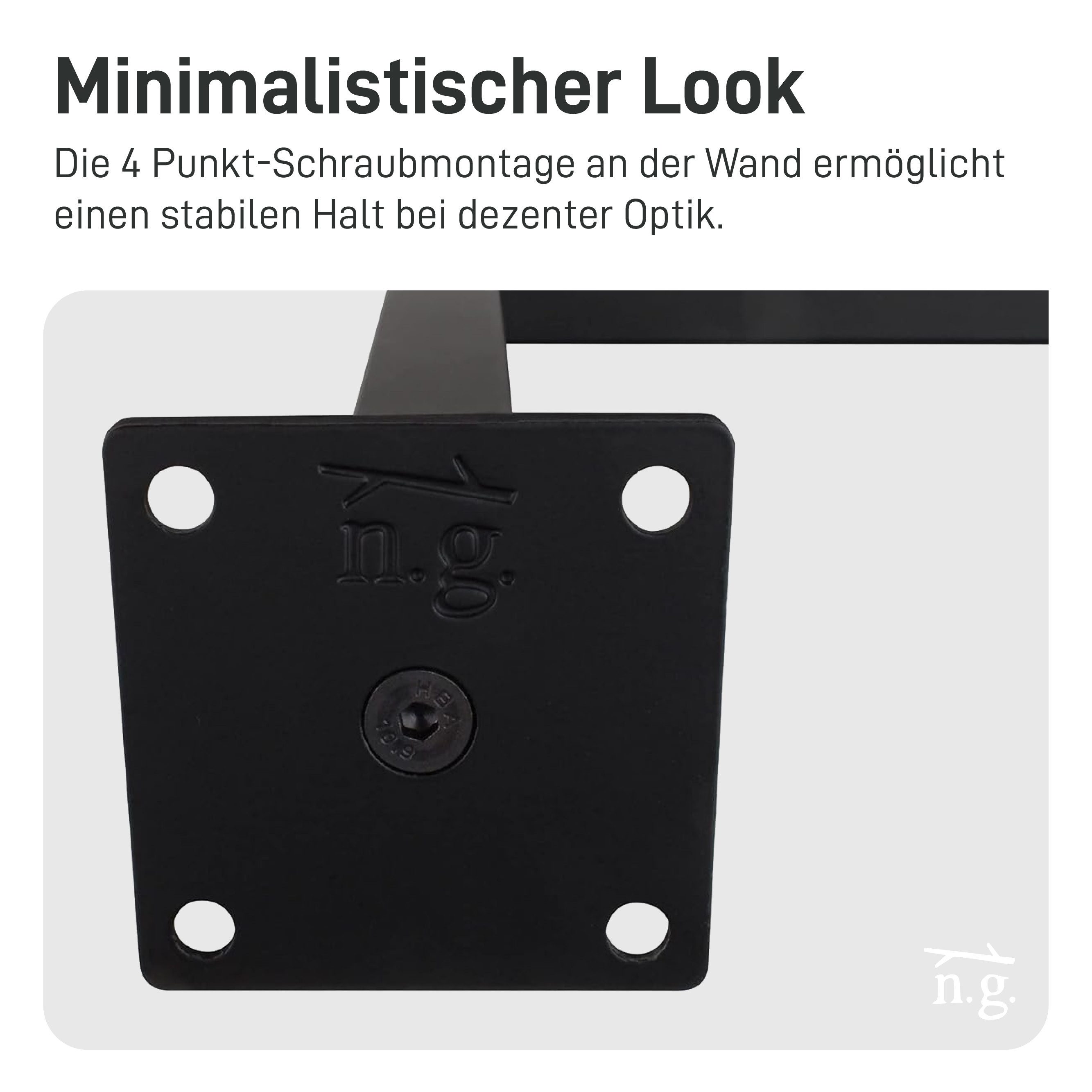 Natural Goods Berlin Wandgarderobe Kleiderstange RECHTECK (Einzel, 1 St), Kleiderständer, Garderobenhalter, Wandhalterung, Kleiderstange – Bild 5 von 5