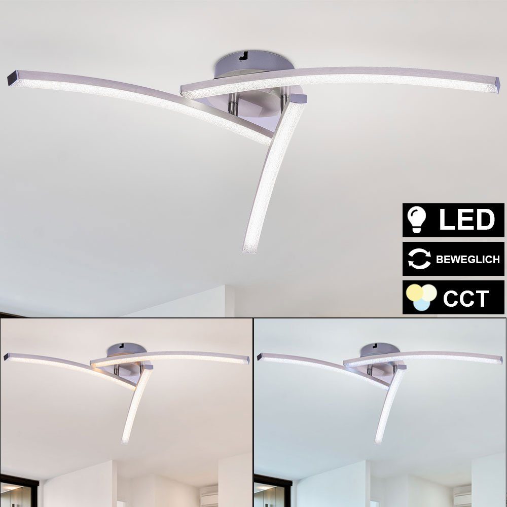 etc-shop LED Deckenleuchte, LED-Leuchtmittel fest verbaut, Kaltweiß, Warmweiß, Neutralweiß, Tageslichtweiß, LED Decken Lampe Kristall Strahler Wohn Zimmer CCT Tages Licht Leuchte | Deckenlampen