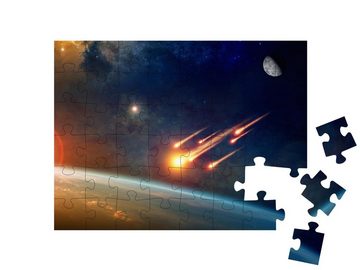 puzzleYOU Puzzle Brennende Asteroiden nähern sich der Erde, 48 Puzzleteile, puzzleYOU-Kollektionen Weltraum, Universum