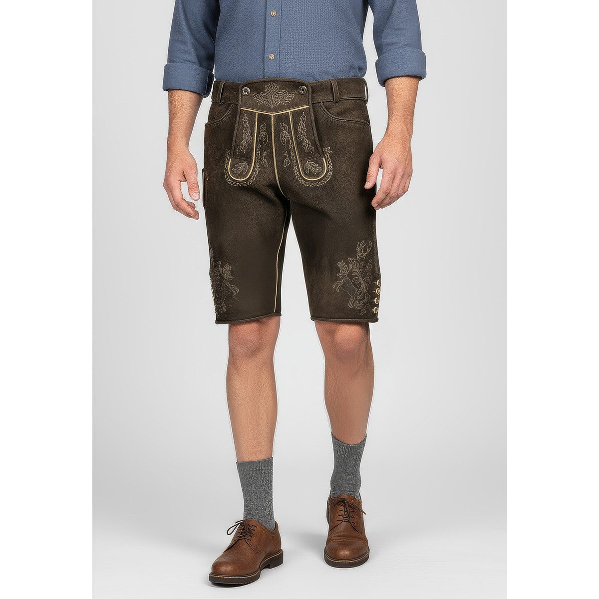 Krüger Trachtenlederhose Theodor Herren (1-tlg) Trachtenlederhose, Trachtenhose, Bayerische Lederhose, Oktoberfest