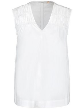 GERRY WEBER Blusentop Ärmellose Baumwollbluse mit Raffung