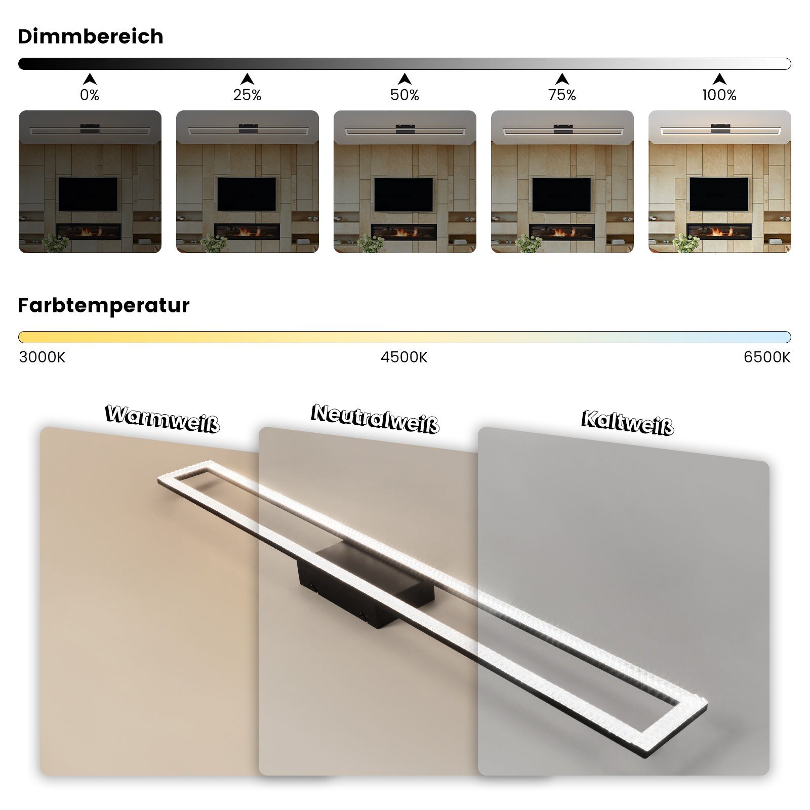 ZMH LED Deckenleuchte Whonzimmer 108cm Kristall Rechteckig Modern Dimmbar D günstig online kaufen
