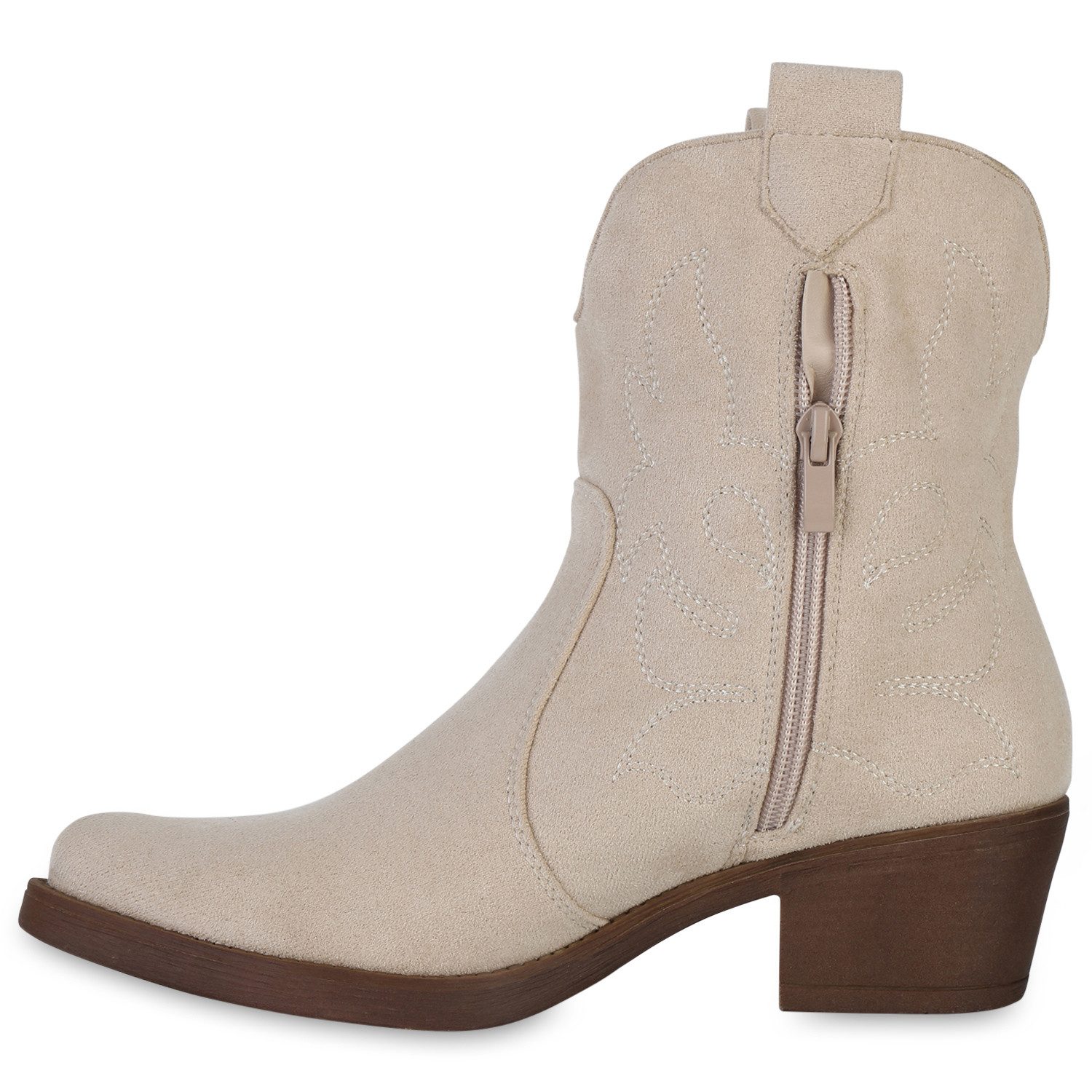 VAN HILL 835978 Cowboy Boots Damen Stiefeletten Spitze Cowboy Boots Sticker günstig online kaufen