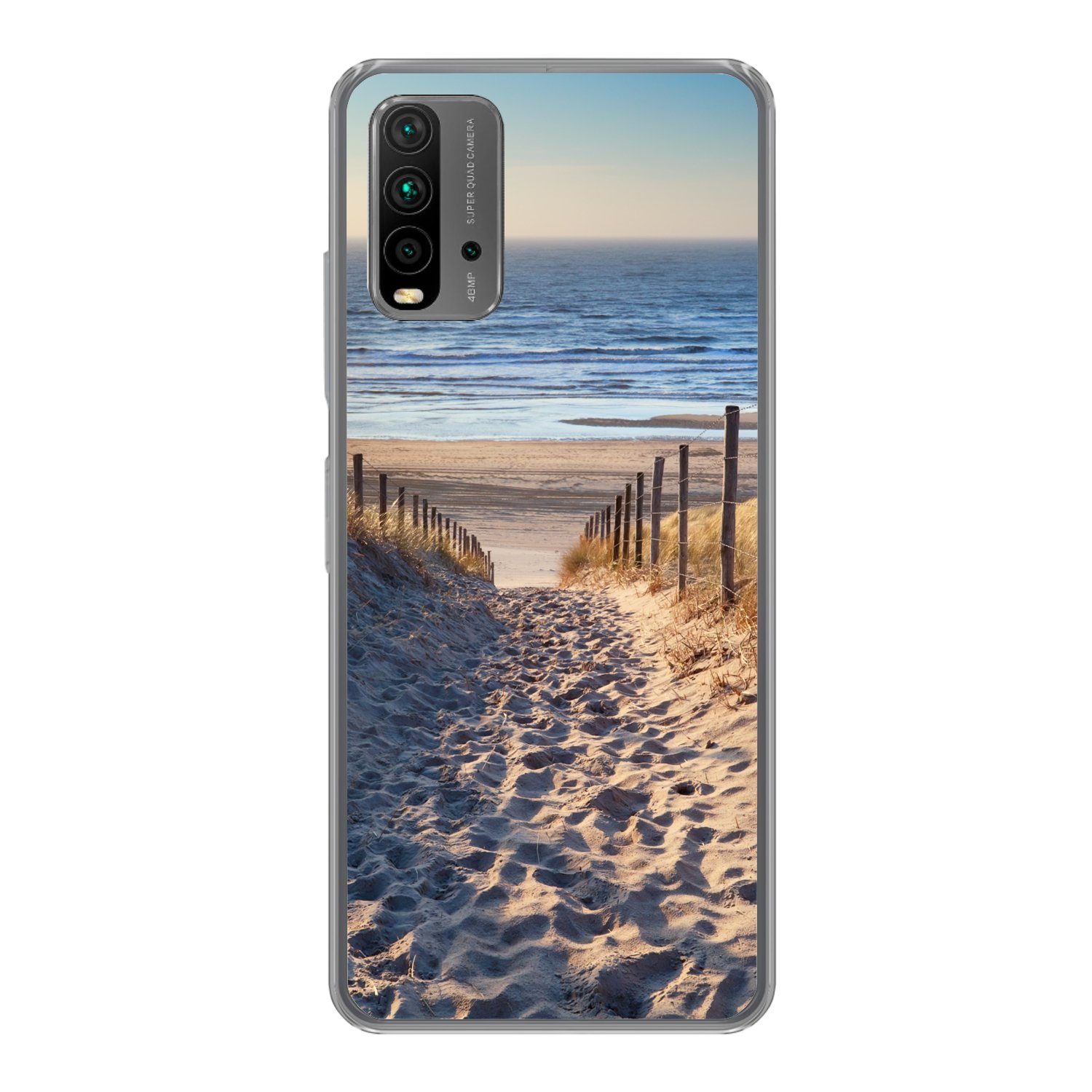 MuchoWow Handyhülle für Xiaomi Redmi 9T Strand - Meer - Niederlande - Dünen - Sonne, Phone Case, Silikon, Schutzhülle Dünn