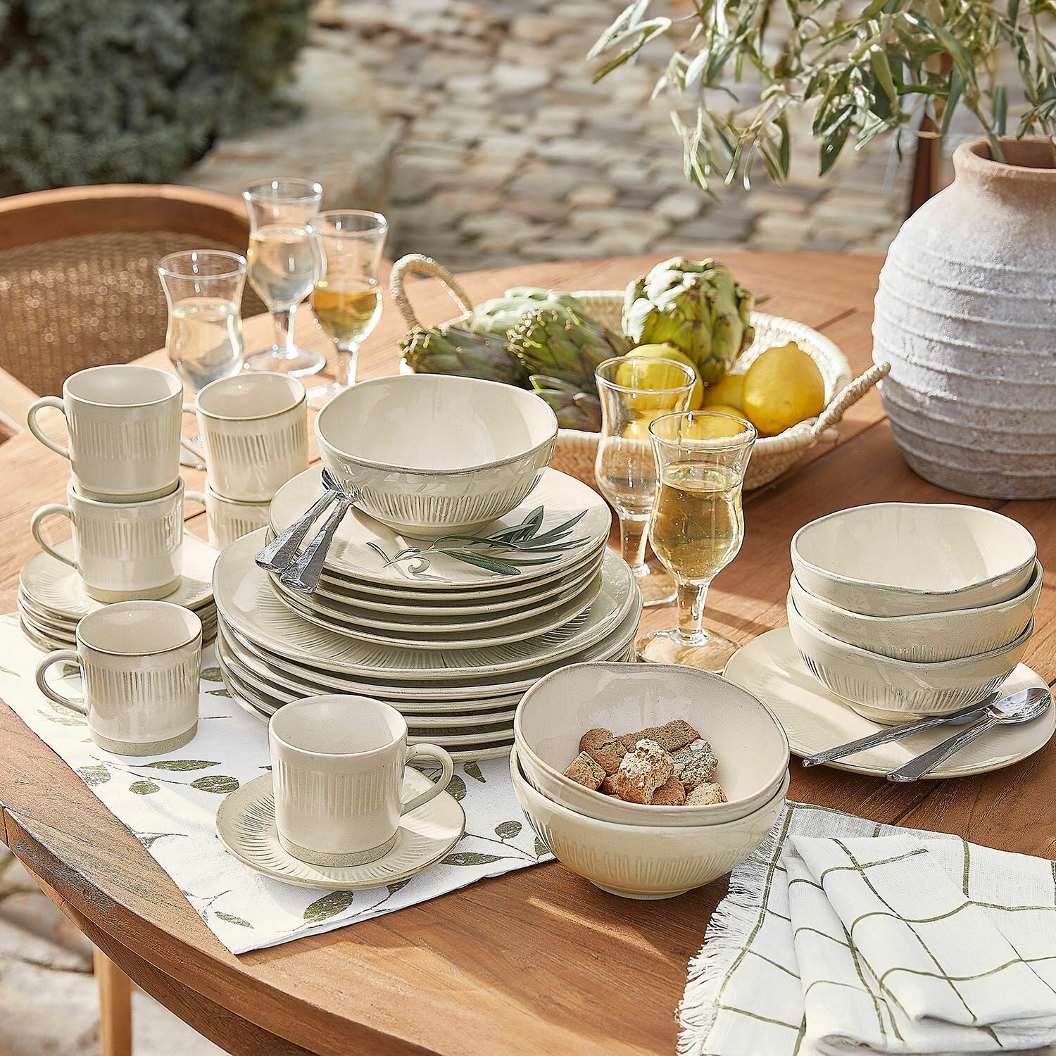 Mirabeau Geschirr-Set Geschirr 30er Set Périers creme, Steinzeug