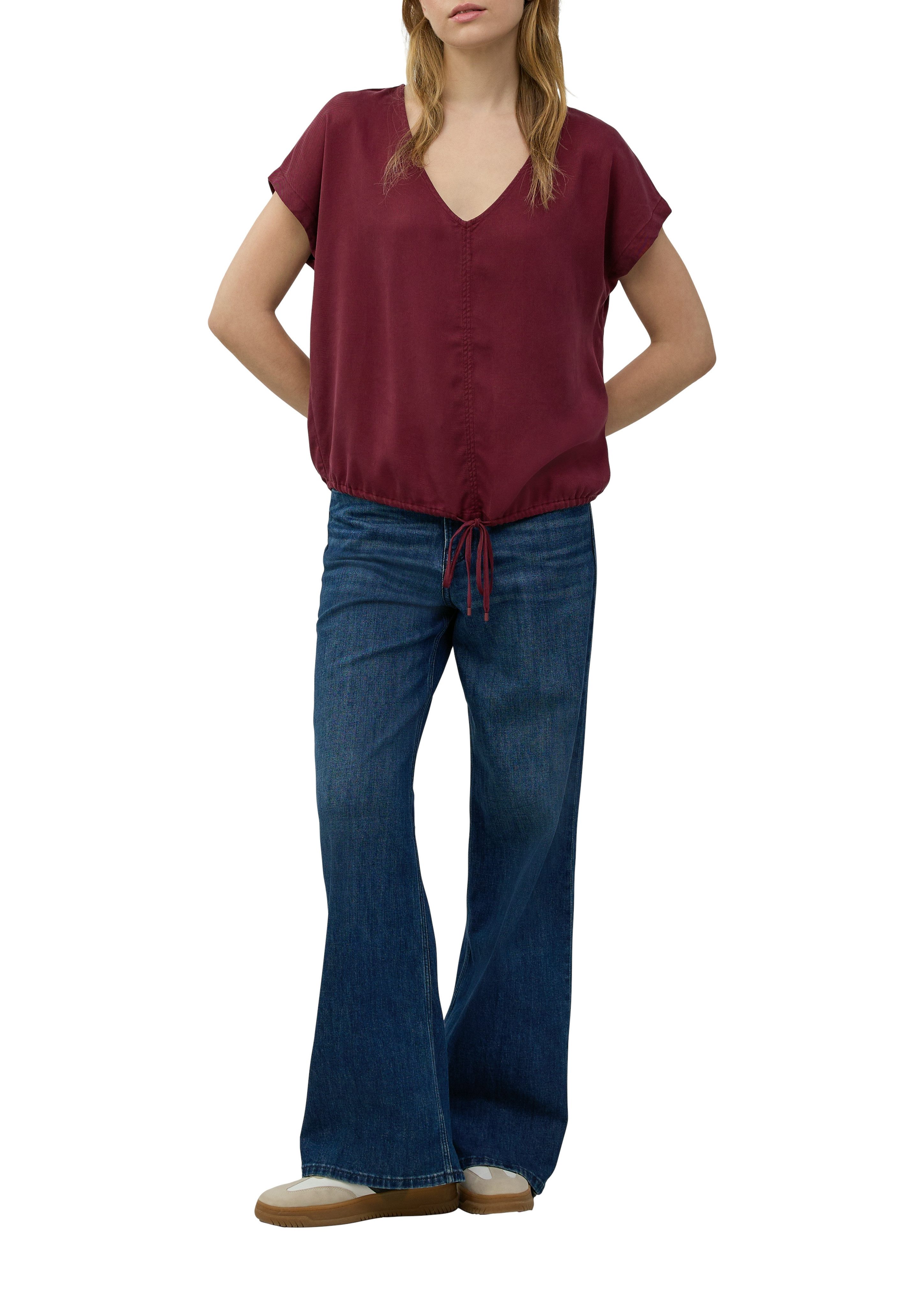 s.Oliver Kurzarmbluse mit Tunnelzug am Saum günstig online kaufen