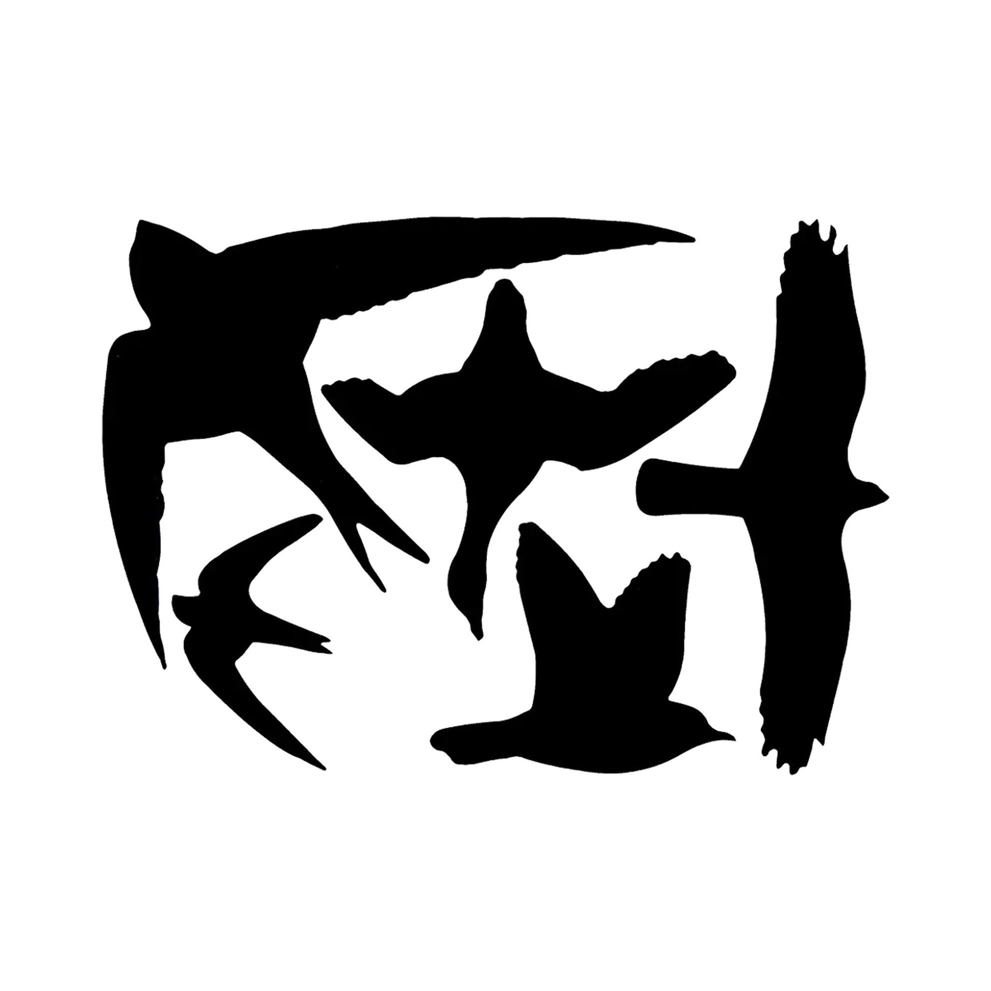 Esschert Design BV Etiketten Vogelsilhouetten schwarz Vogelschutz für Fenster 33x23 cm