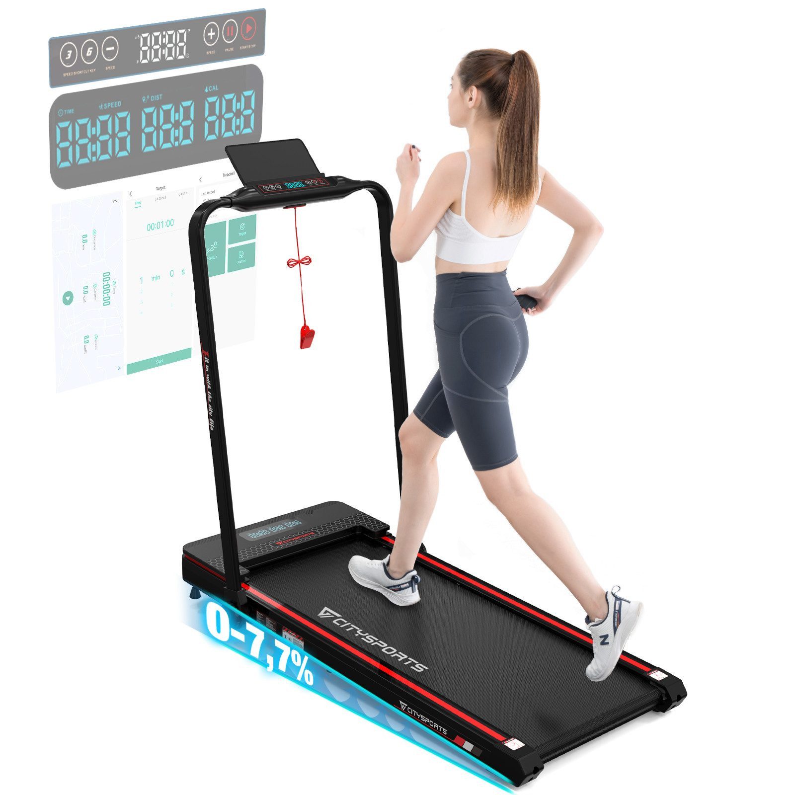 CITYSPORTS Laufband WP3S Klappbares Laufband für Zuhause 1400W Walking/Jogging Pad (Tool kits,Schmiermittel), 1-12km/h Max.Tragfähigkeit 120 kg, Bluetooth APP-Funktion