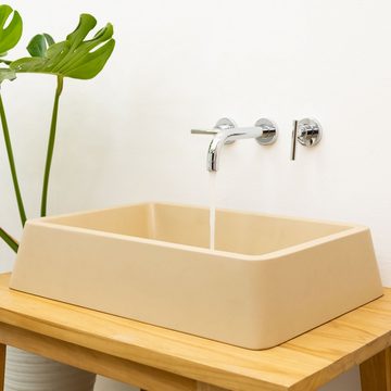 wohnfreuden Aufsatzwaschbecken Terrazzo Waschbecken ZOID 60 cm im hellen eggnog Braunton (Kein Set), 126012