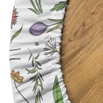 Abakuhaus Tischdecke Rundum-elastische Stofftischdecke, Blumen Hand gezeichnet Verschiedene Blumen