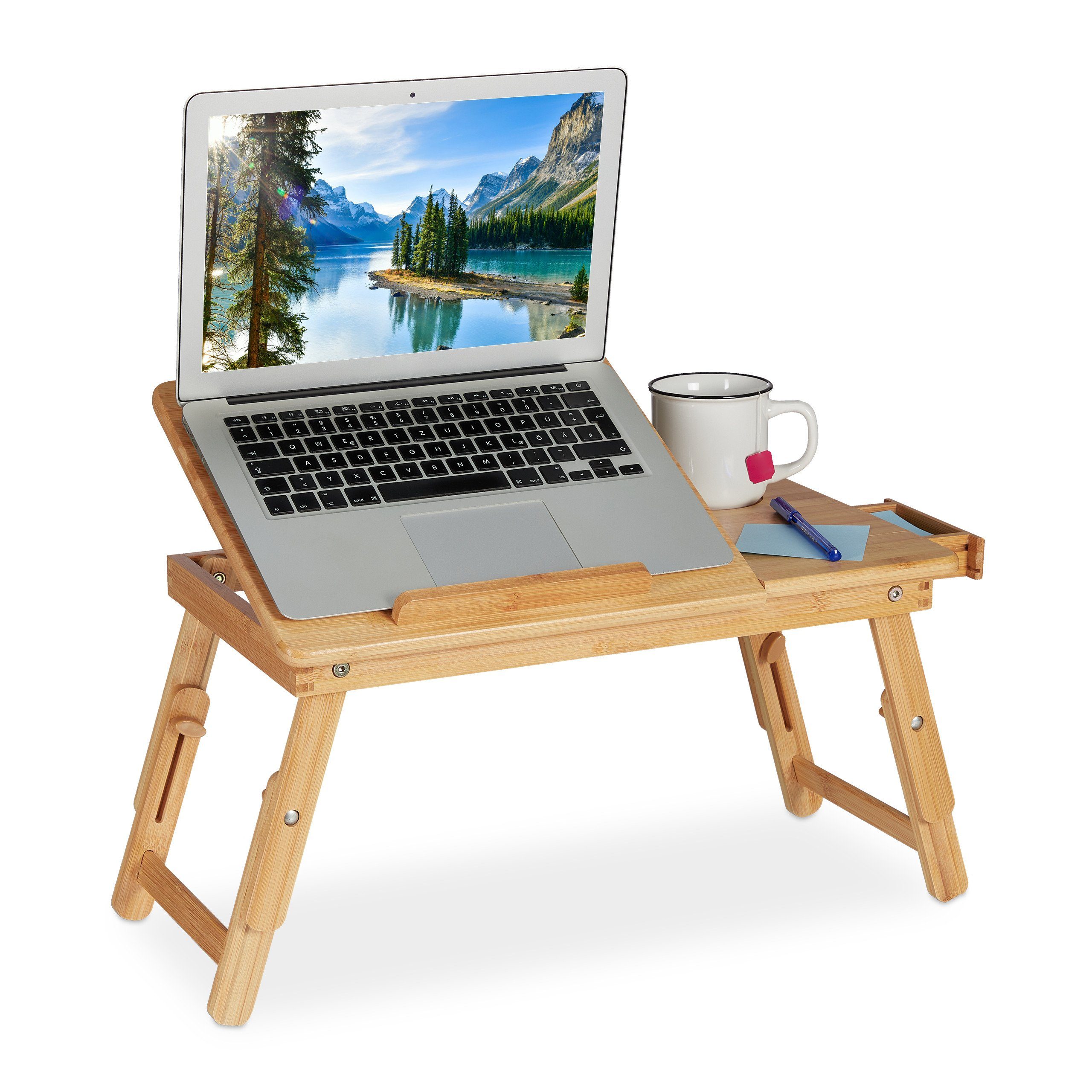 relaxdays Laptoptisch Klappbarer Laptoptisch aus Bambus | Schreibtische