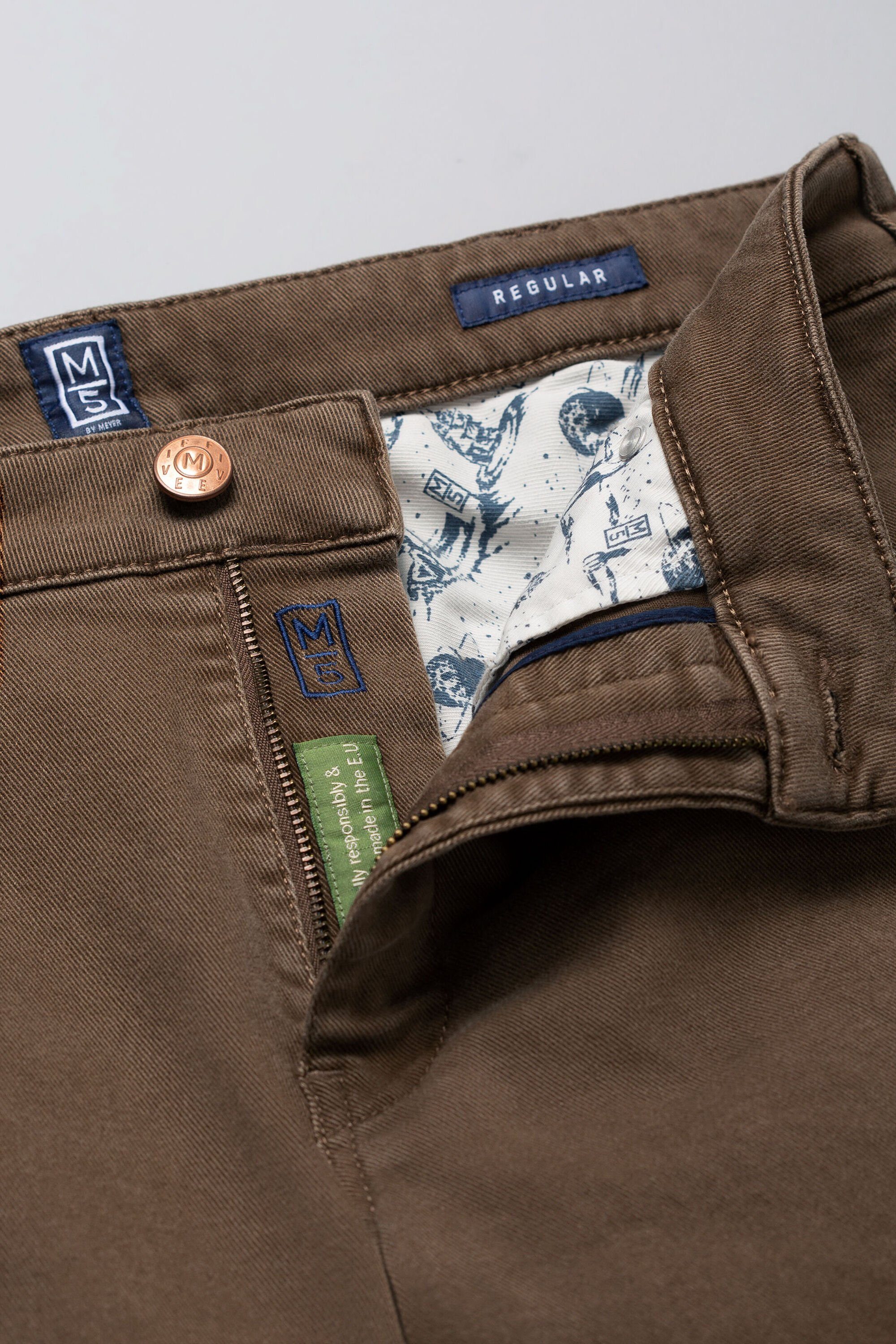 unifarbenem karamell Design MEYER 5-Pocket-Jeans im