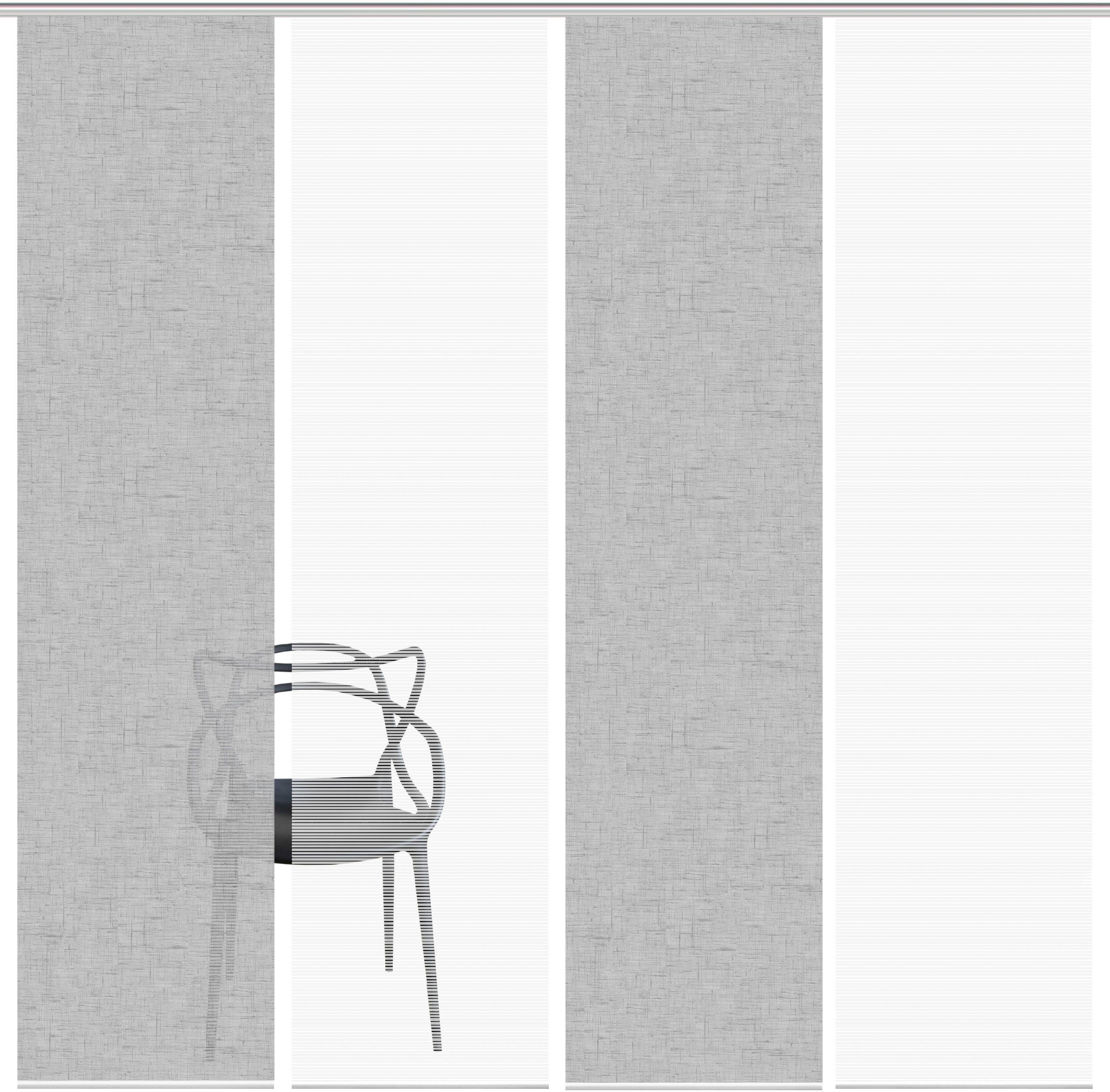 Vision S Schiebegardine PIVE 4er SET (4 St), Paneelwagen, halbtransparent, Schiebevorhang Digidruck 4er Set PIVE