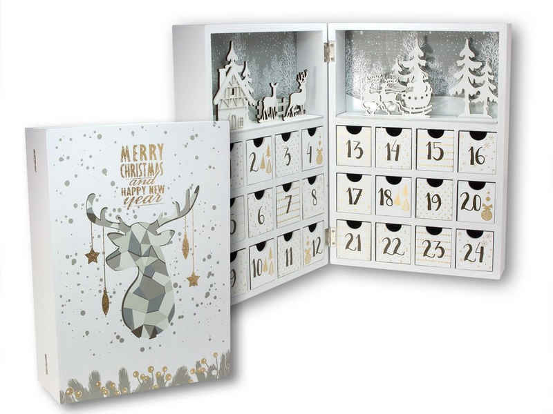 Spetebo befüllbarer Adventskalender Buch Adventskalender 30cm mit 24 Boxen (Set, 25-tlg), zum Befüllen