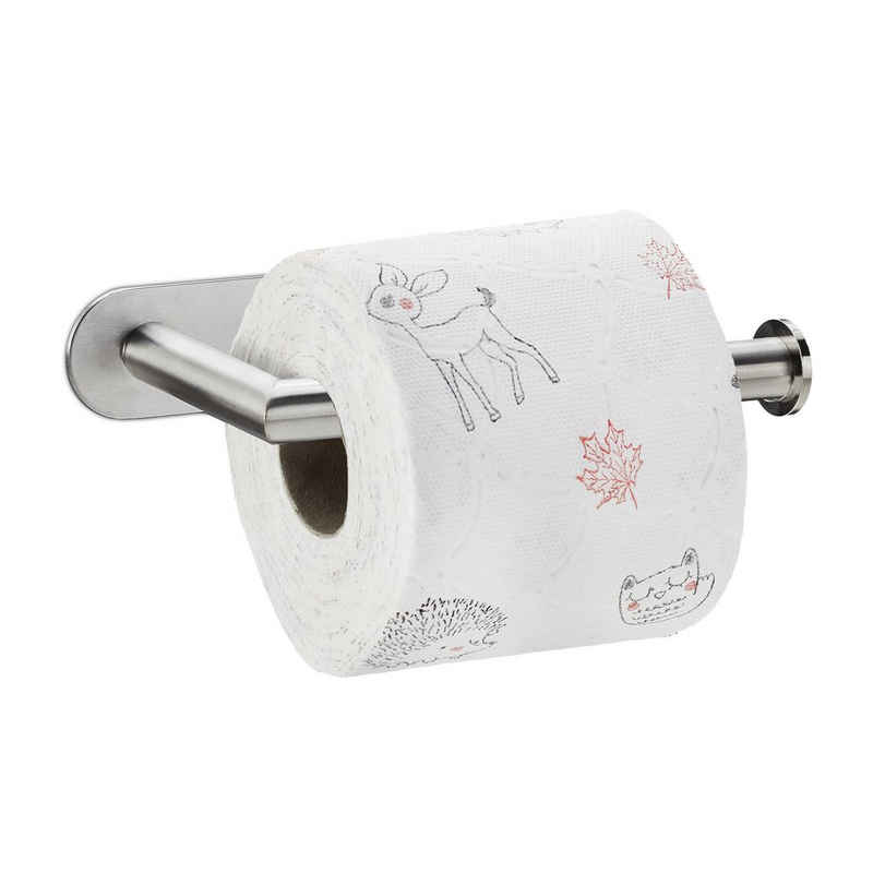relaxdays Toilettenpapierhalter Toilettenpapierhalter selbstklebend