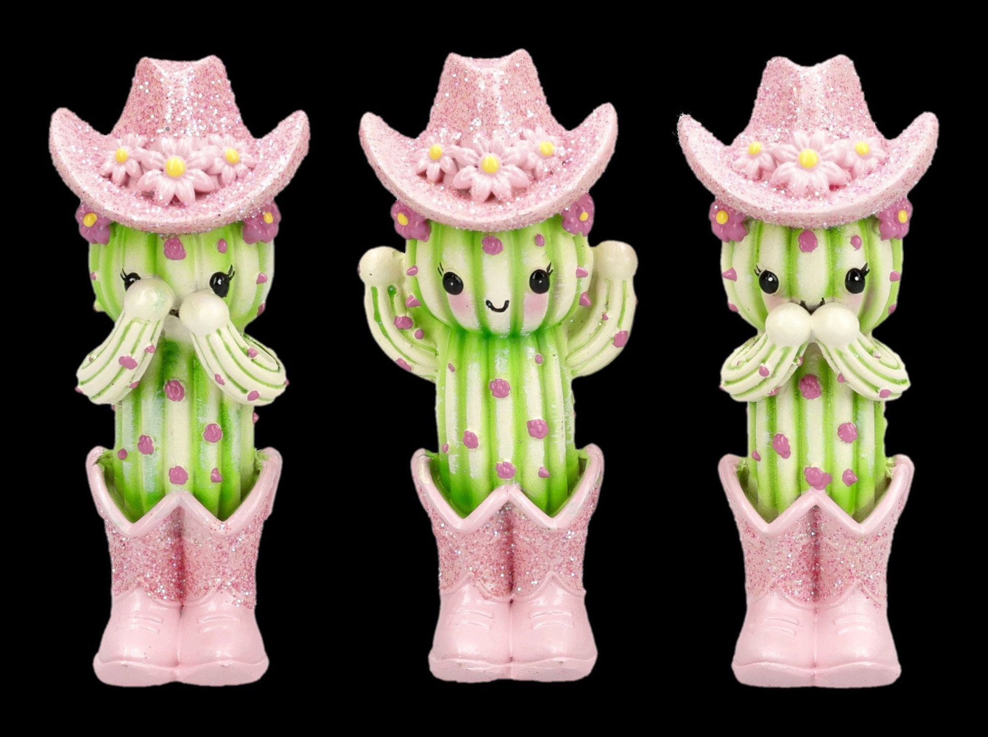 Figuren Shop GmbH Dekofigur Kakteen Figuren Set – Drei Weise Kakteen Dekofigur lustig 9.5 cm
